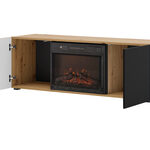 Miniaturbild 1 - TV-Lowboard Merve mit Kamin und gefrästen Fronten 148,8 cm Eiche Artisan / schwarz matt