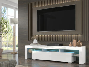Miniatura 12 - TV stolek bílá polysk z osvětlením LED a zásuvkami