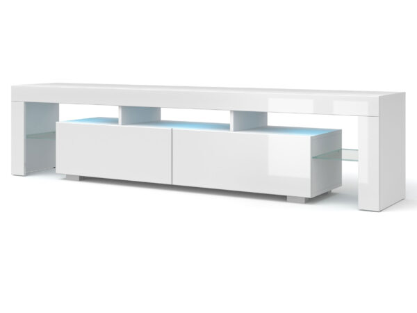 TV-Lowboard Billy 2 mit LED-Option 190 cm weiß matt / weiß glänzend