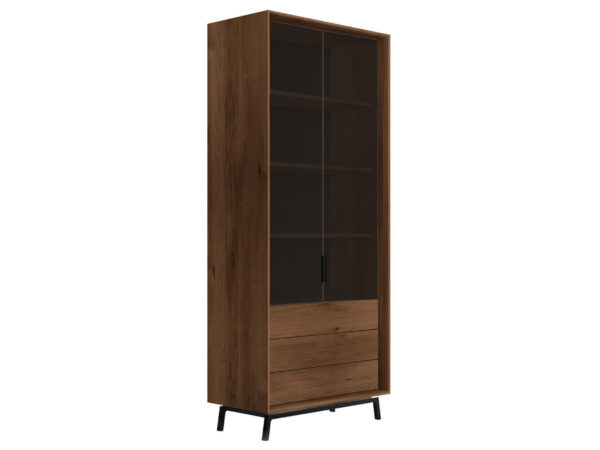 Eichenregal mit Glas Oak Elegance TABACCO