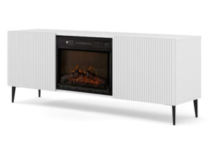 Miniatura 3 - Bílá TV stolek z wkladem kominkowym a frezowanym frontem