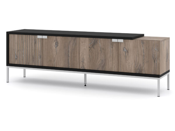 TV-Lowboard Tierra 4D 190 cm Eiche Flagstaff / schwarz matt