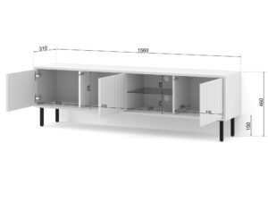 Miniatura 7 - Bílý TV stolek s frézovanými čely na černých nohách