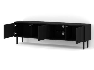 Miniatura 6 - Černý TV stolek s frézovanými čely na kovových nohách