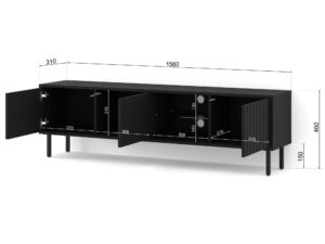 Miniatura 5 - Černý TV stolek s frézovanými čely na kovových nohách