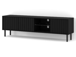 Miniatura 2 - TV stolek černá frezowana na kovových nohách z policí