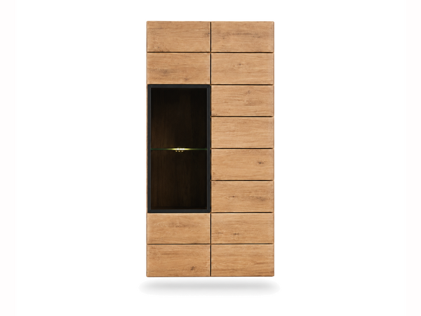 Vitrine Eichen mit verglasterr Nische und Beleuchtung LED
