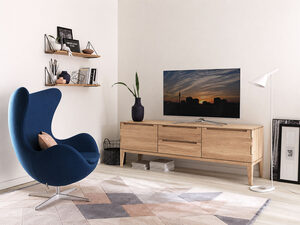 Miniatura 4 - Dubový TV stolek se zásuvkami na vysokých nohách