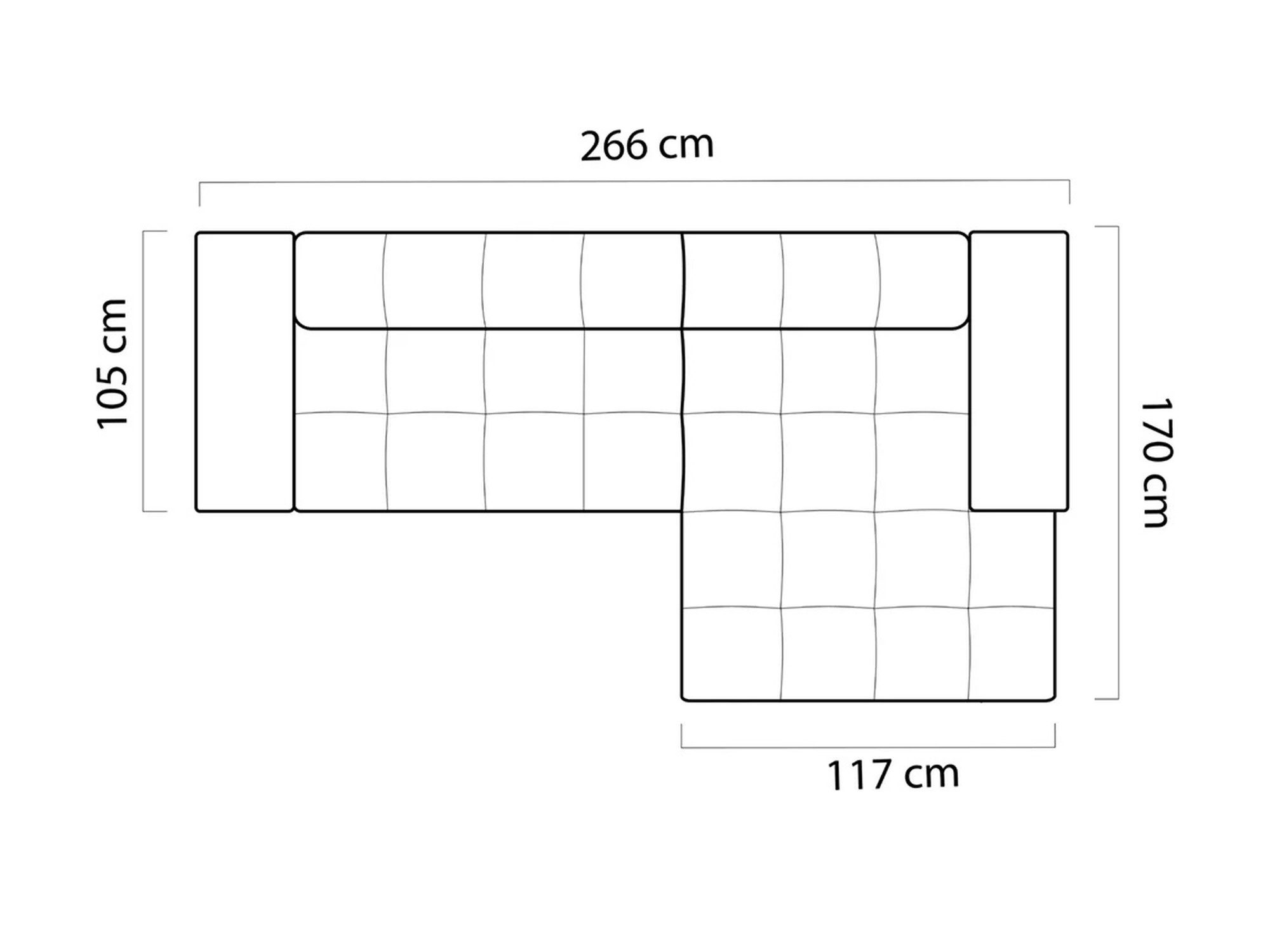 Draufsicht des Ecksofas Solviano 266 cm mit Chaiselongue