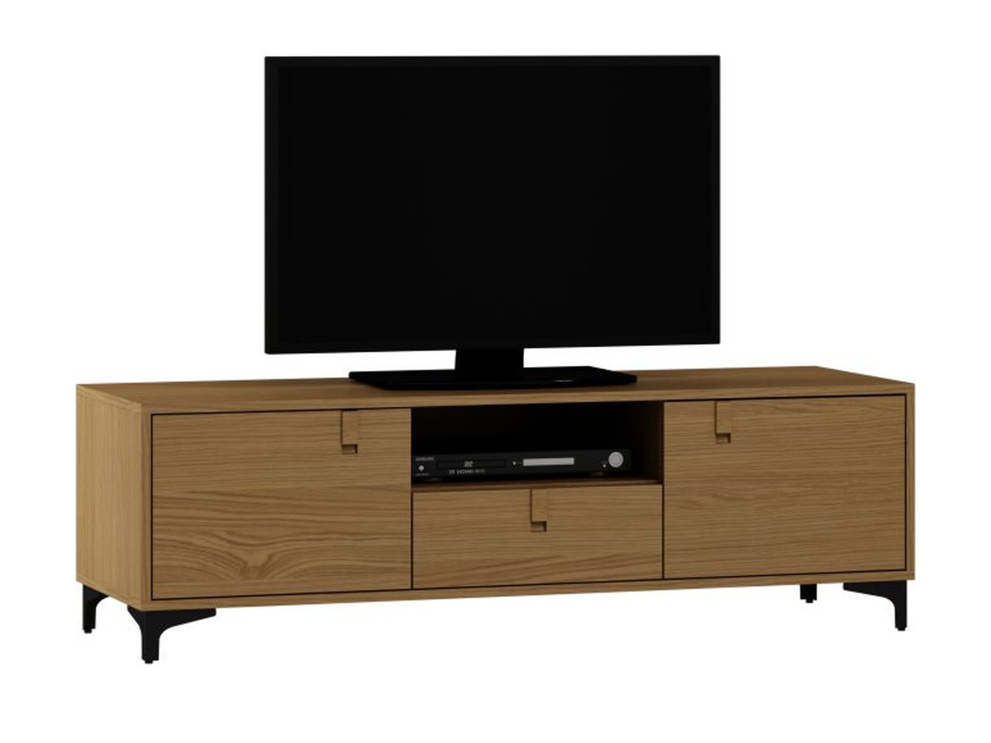 TV stolek Nivaro 150 cm s bočními dvířky, středovým výklenkem a zásuvkou