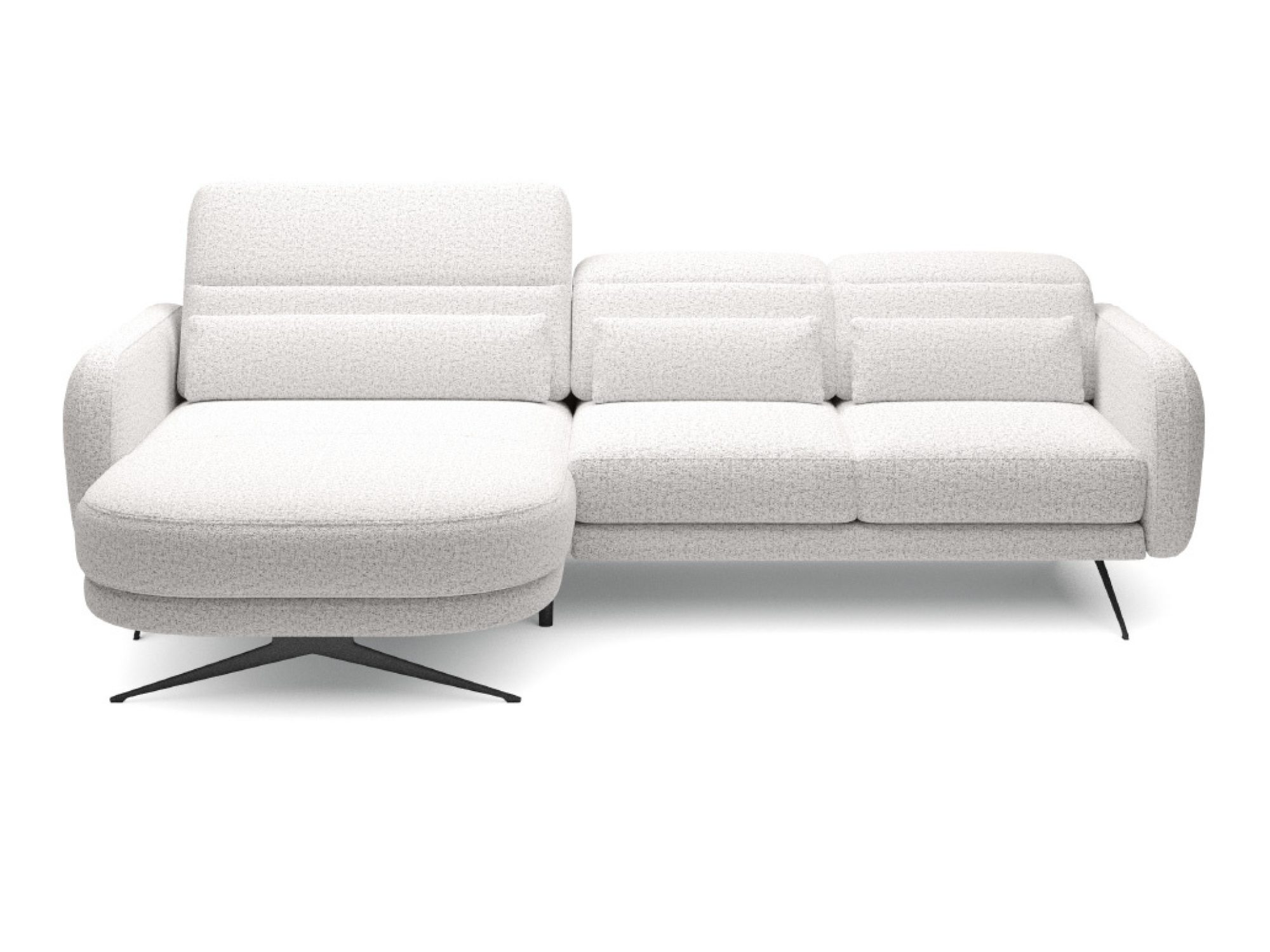 Ecksofa Barivio 261 cm mit elektrischem Sitzauszug auf weißem Hintergrund