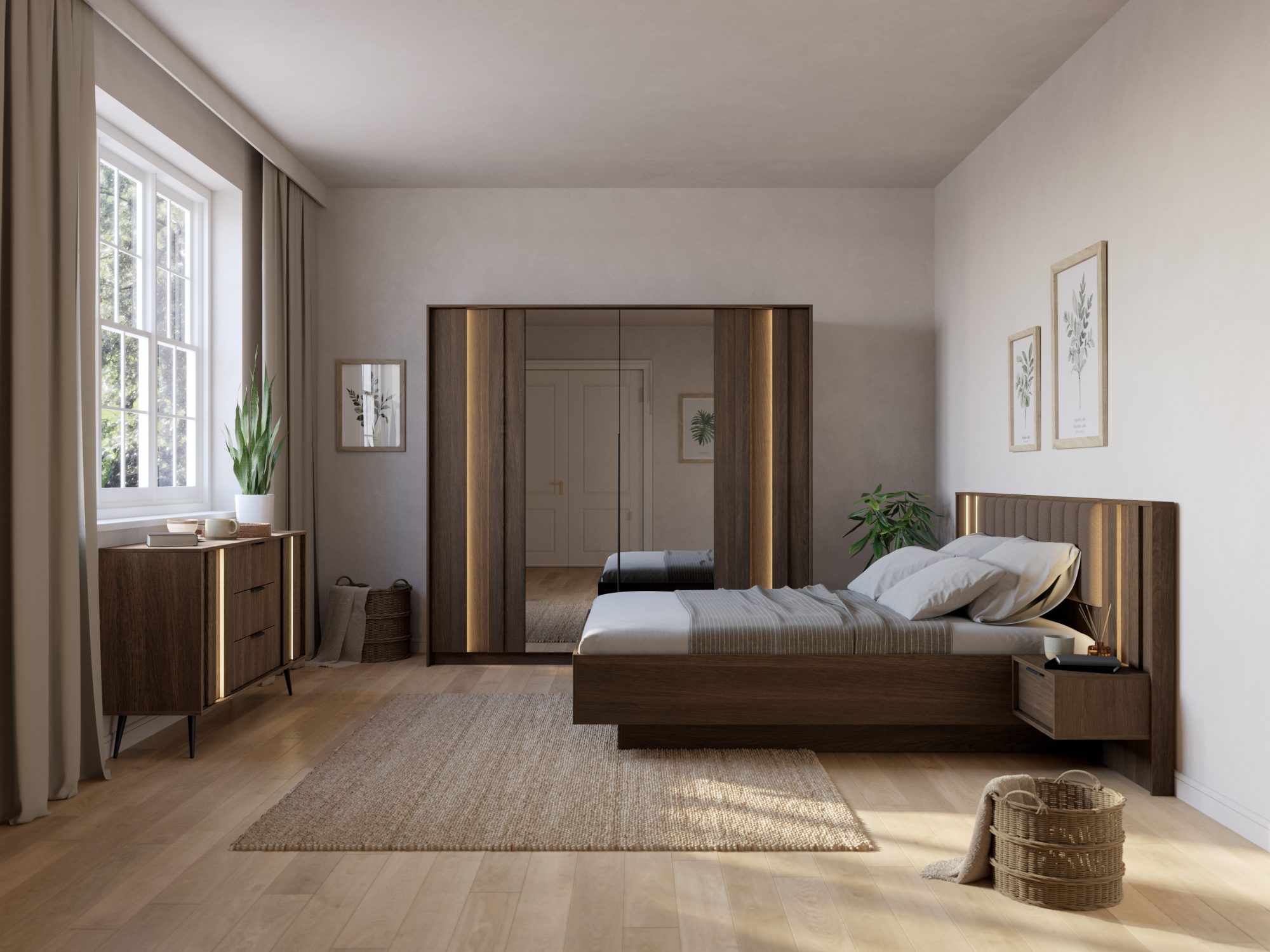 Bervano Kommode und weitere Möbel im Schlafzimmer-Arrangement