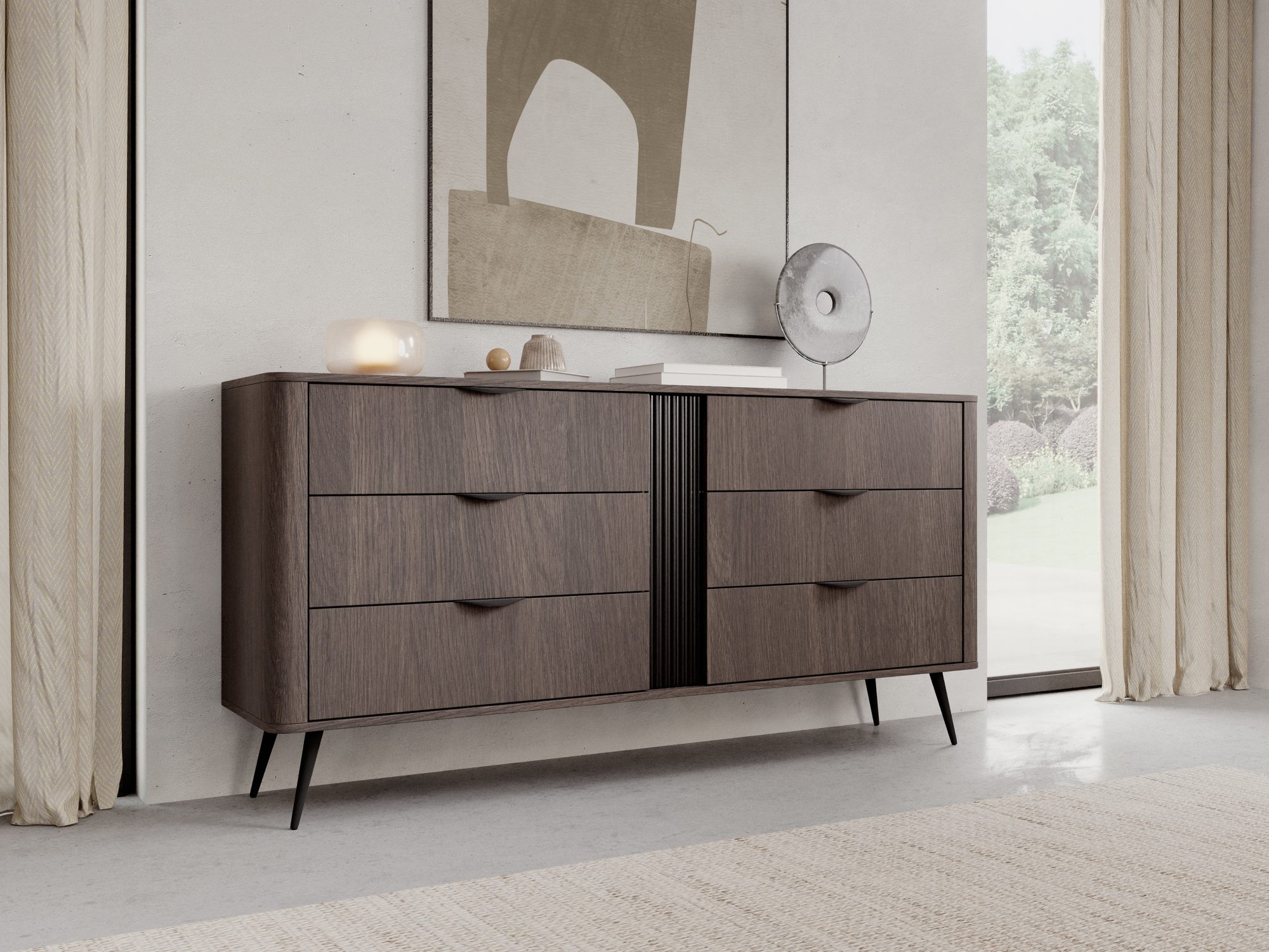 Kommode Gardano 163 cm mit sechs Schubladen in moderner Wohnzimmer-Einrichtung