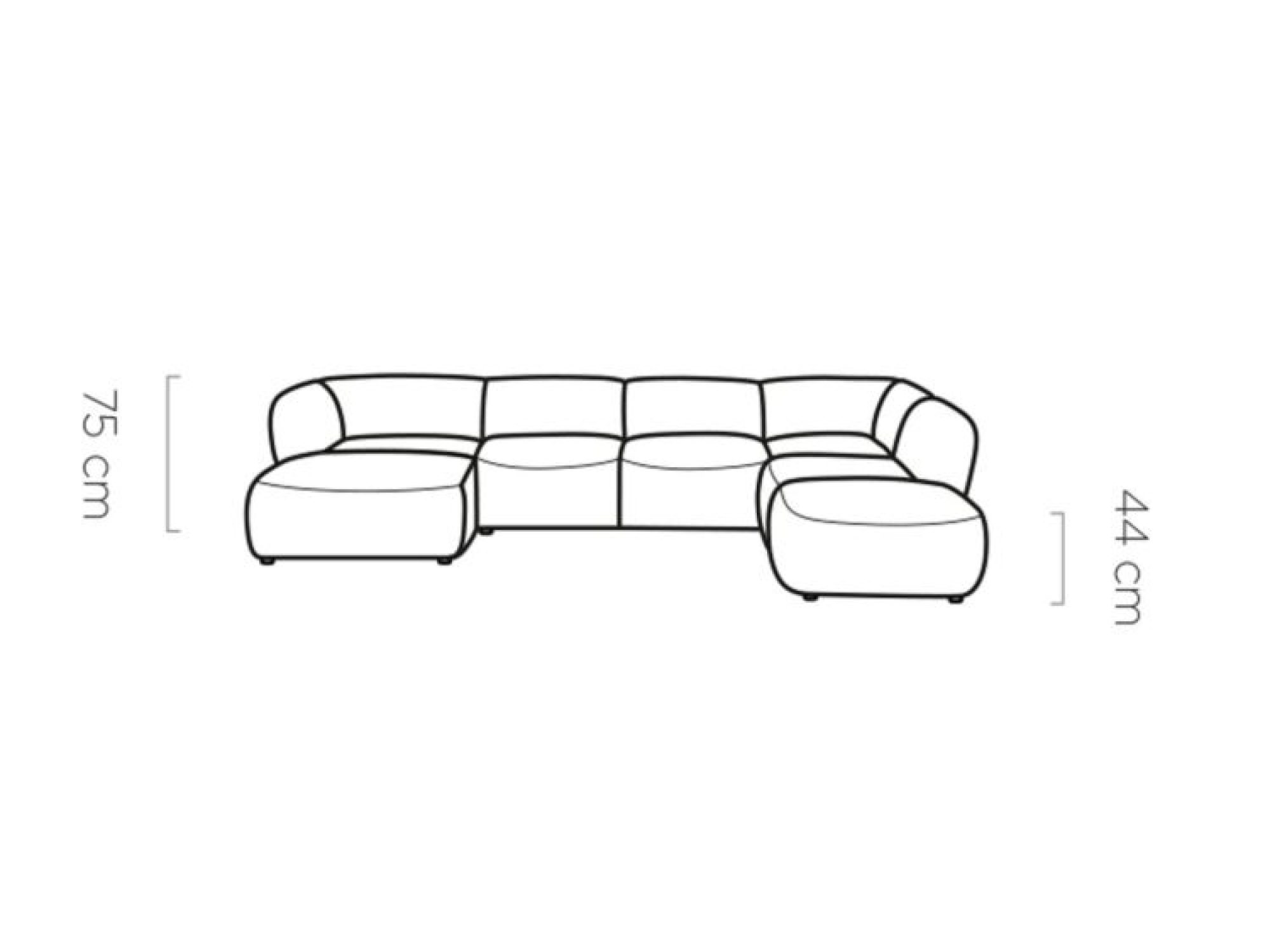 Výška rohové sedací soupravy Rovelia 382 cm a sedáku