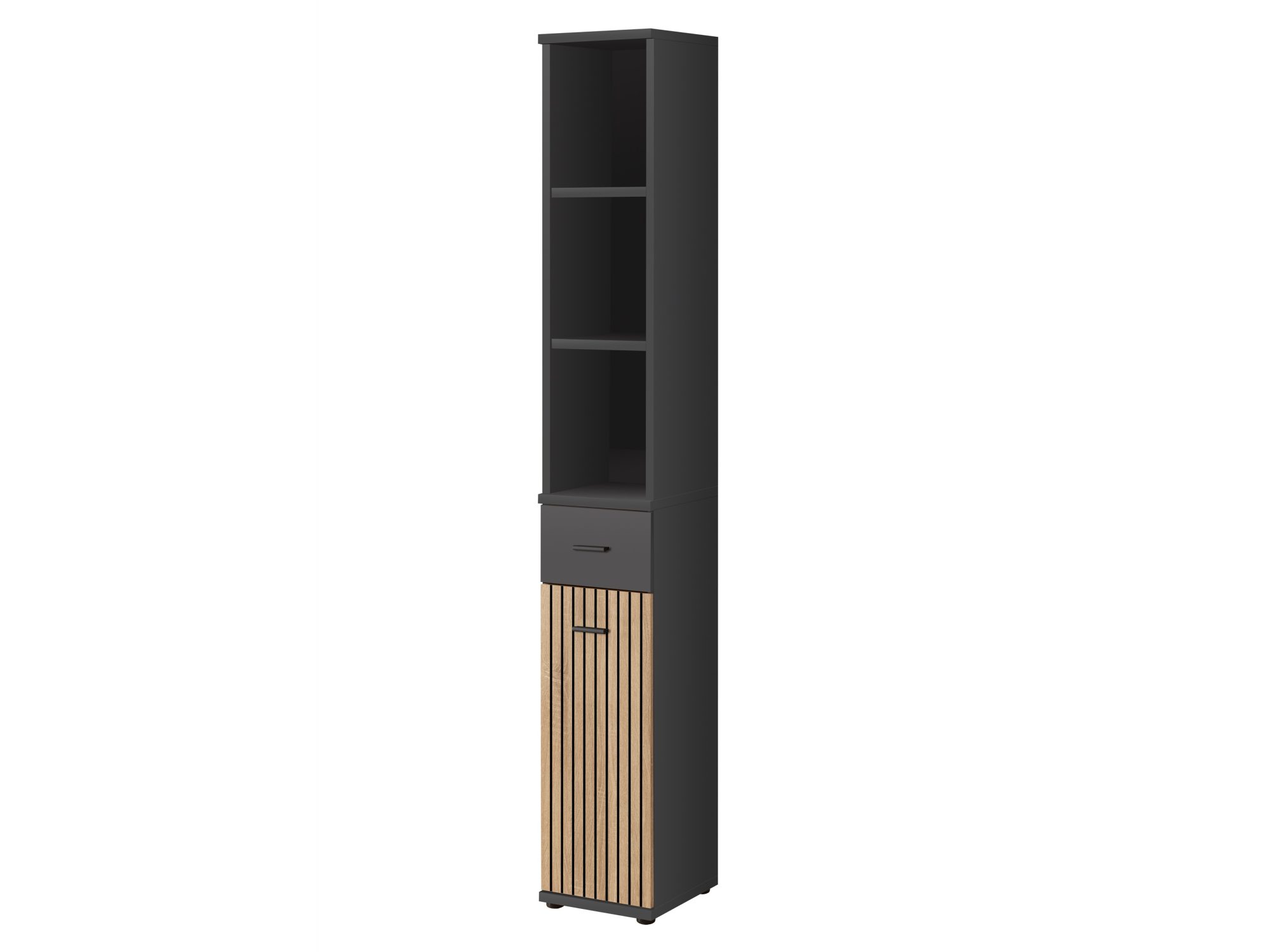 Hochschrank mit Schublade Marivo 30 cm Anthrazit Artisan Eiche – Packshot