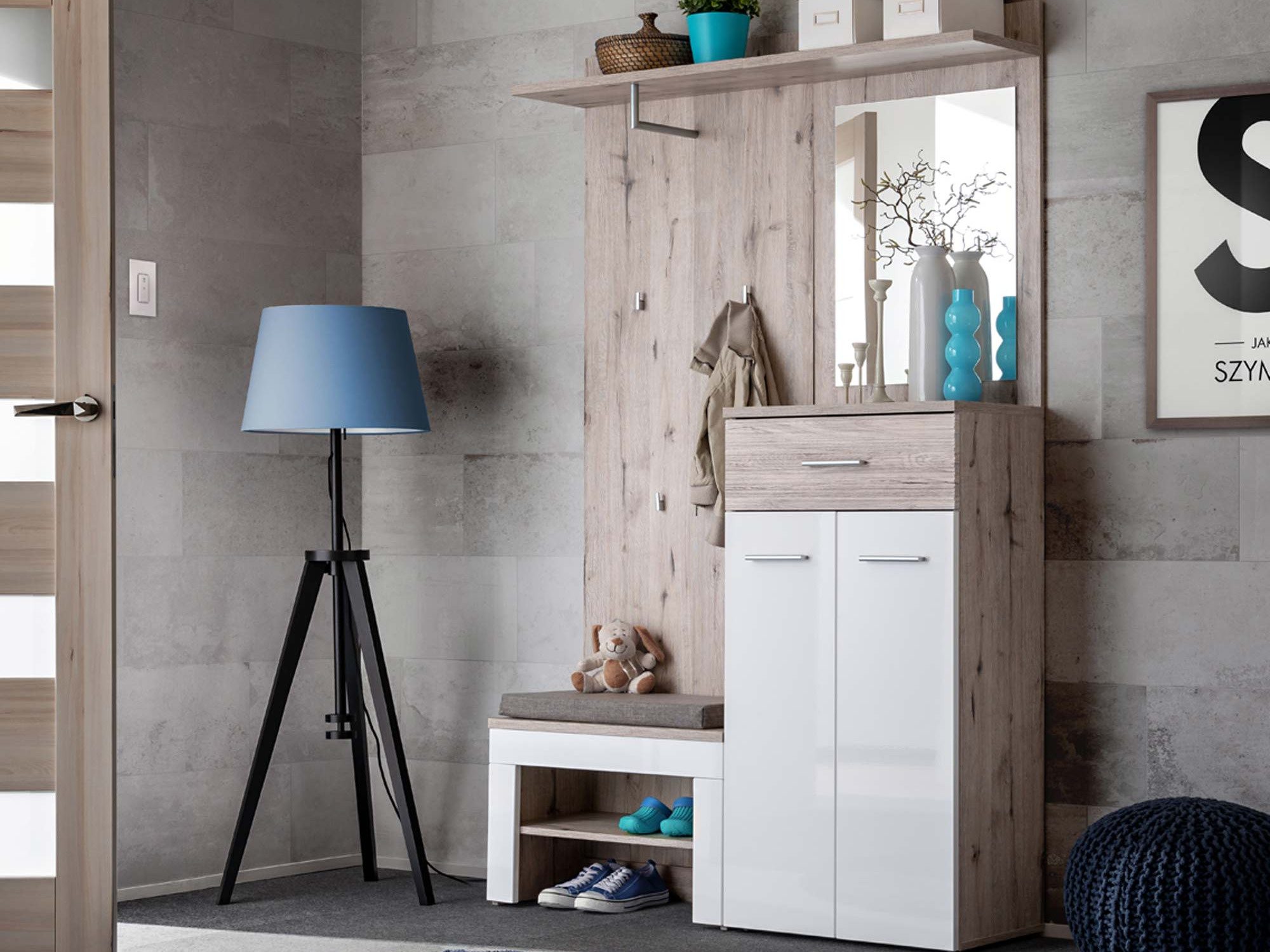 Garderobe Melvoro 120 cm mit Spiegel im Flur-Arrangement