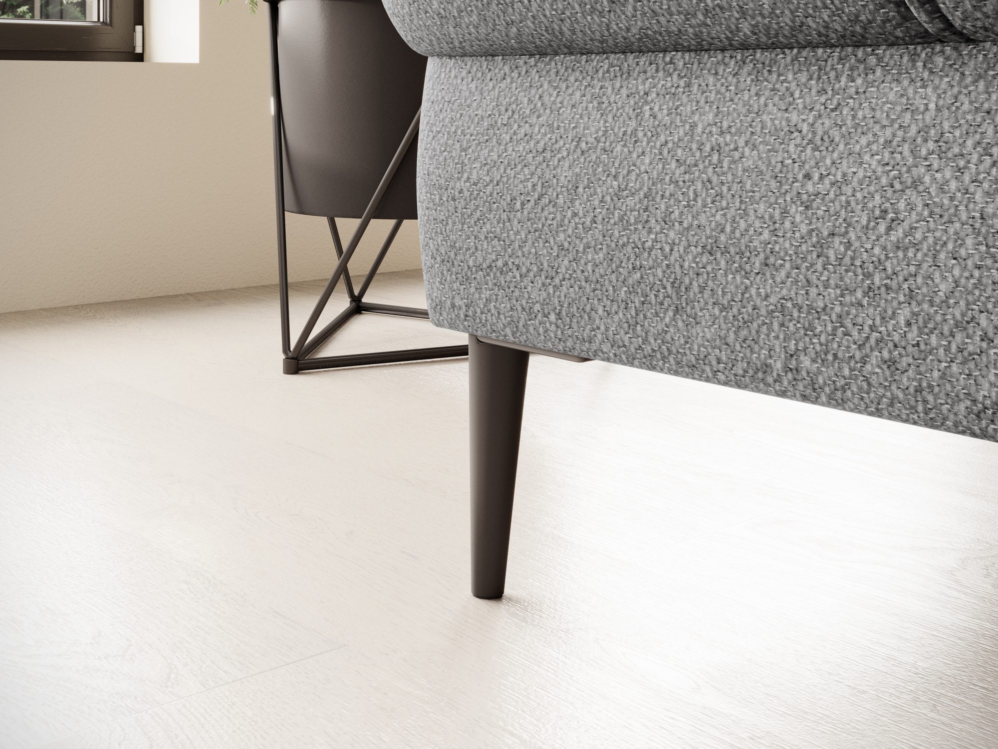 Detail nohy a boční strany rohové sedací soupravy Denviro 288 cm