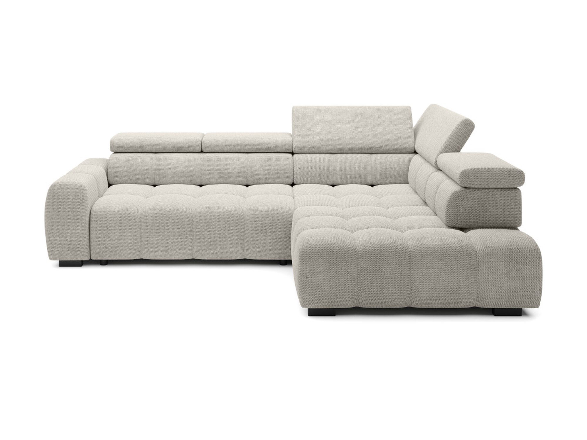 Ecksofa Virello 297 cm in grauem Stoff vor weißem Hintergrund
