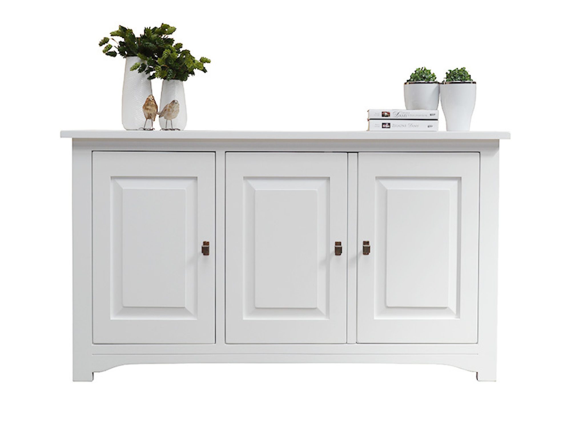 Sideboard Buffet FELIX 147 cm weiß – drei Türen und helle Platte