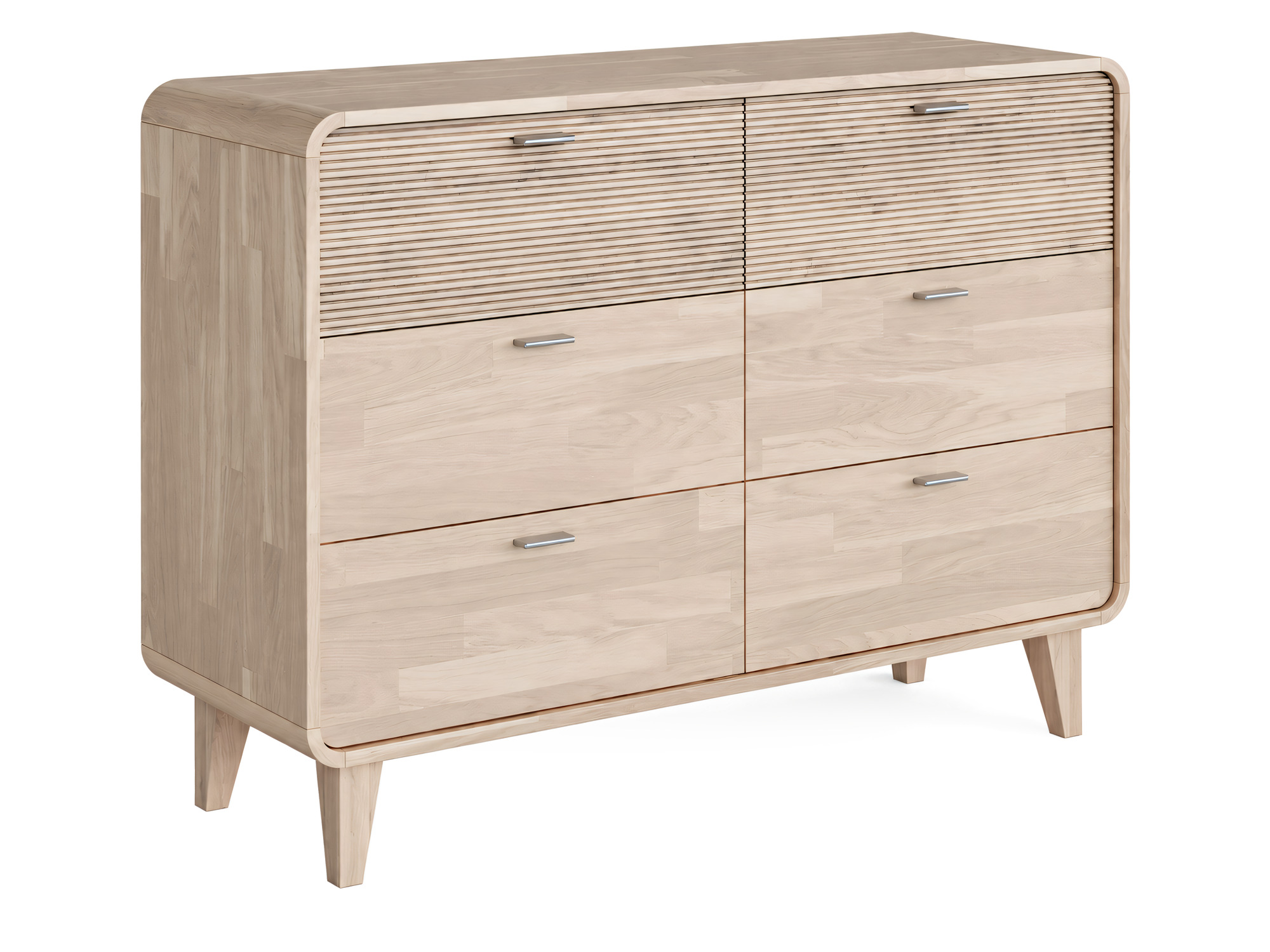 Dubová komoda se 6 zásuvkami Marvello 125 cm bělený dub