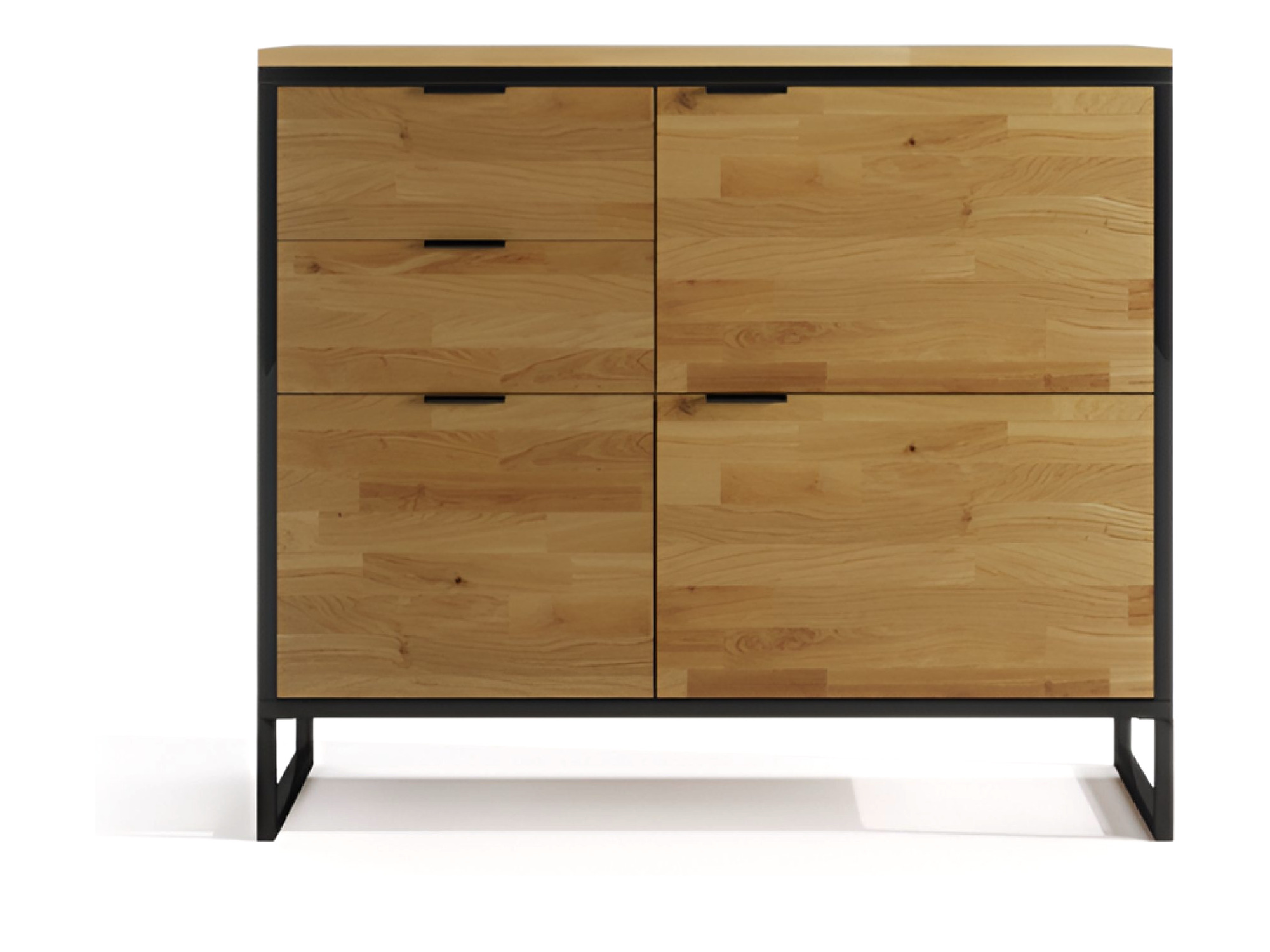 Dubová komoda Kongaro 95 cm přírodní dub – pohled zepředu na bílém pozadí