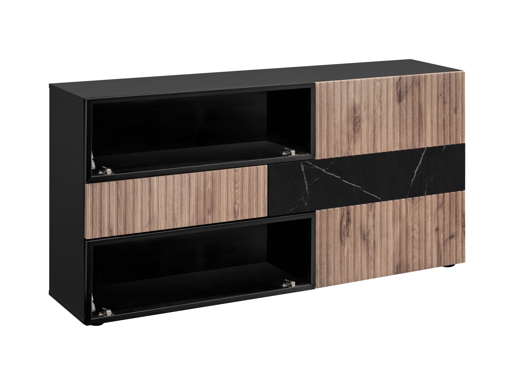 Kommode mit Schublade Edorino 160 cm Eiche Vicking schwarzer Marmor