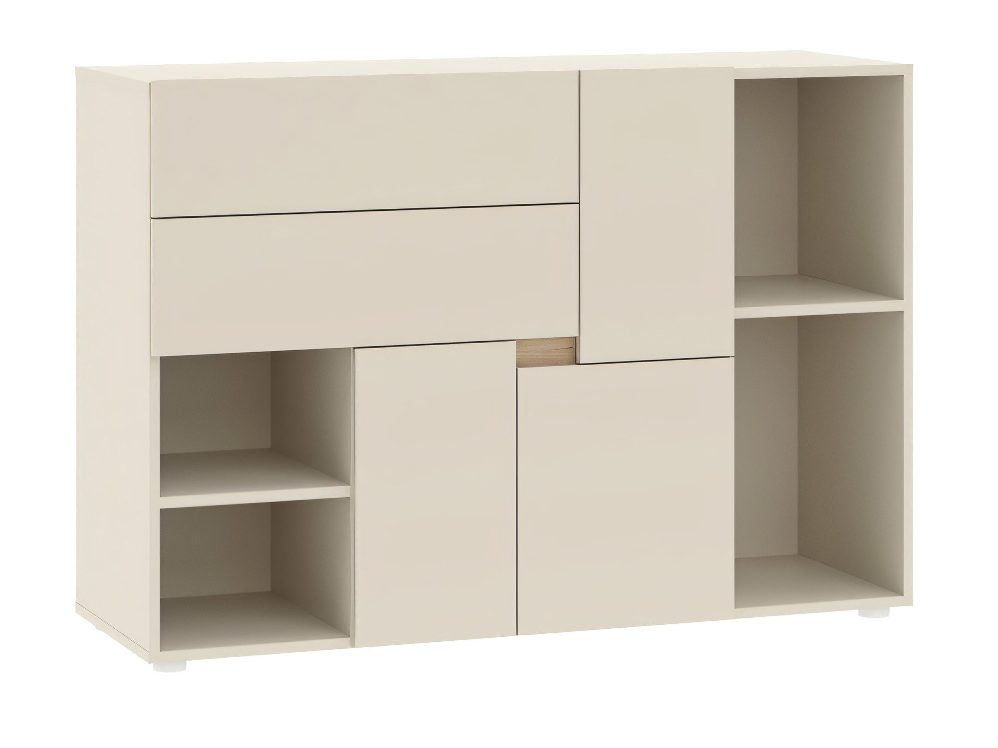 Kommode Lenzaro 120 cm mit 3 Türen und 2 Schubladen, Kaschmir Eiche