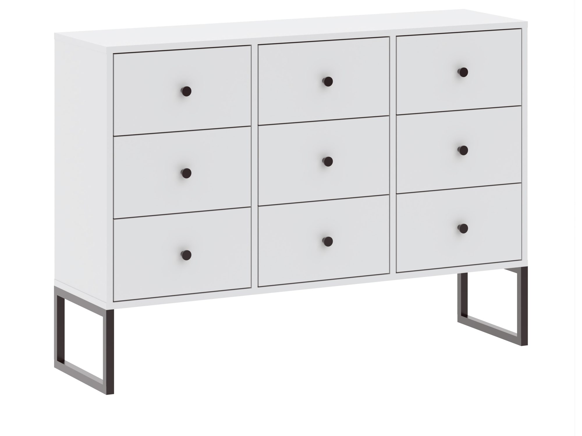 Weiße Kommode Linvero 115 cm mit neun Schubladen