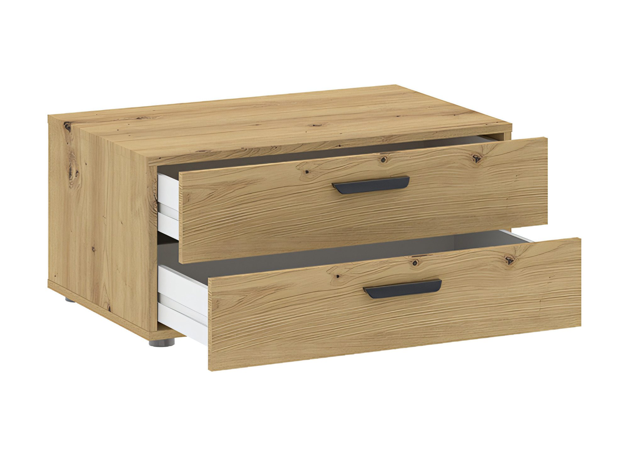 Niedrige Kommode Veldaro Duo 74 cm in Artisan Eiche mit zwei Schubladen