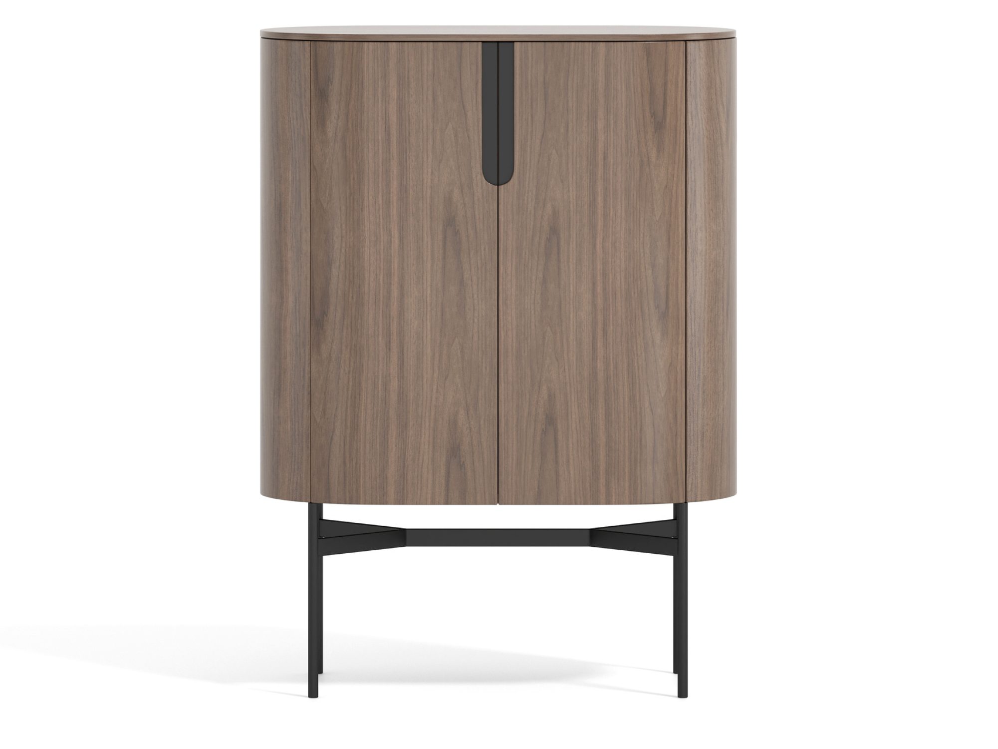 Hohe Kommode Nussbaum mit schwarzem Gestell 95 cm – Solenne
