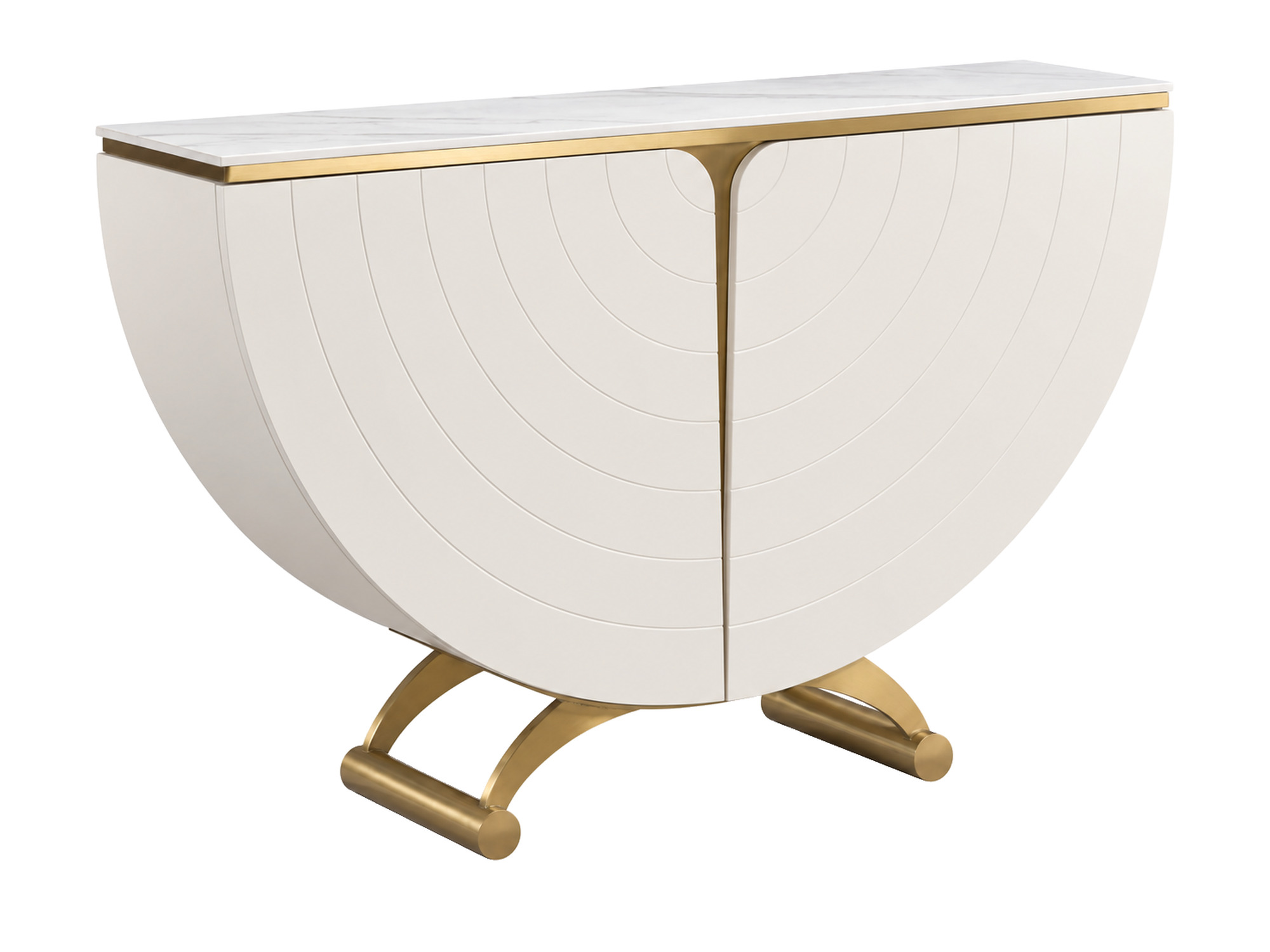 Půlkruhová komoda 140 cm Eleganza v lomené bílé – produkt na bílém pozadí