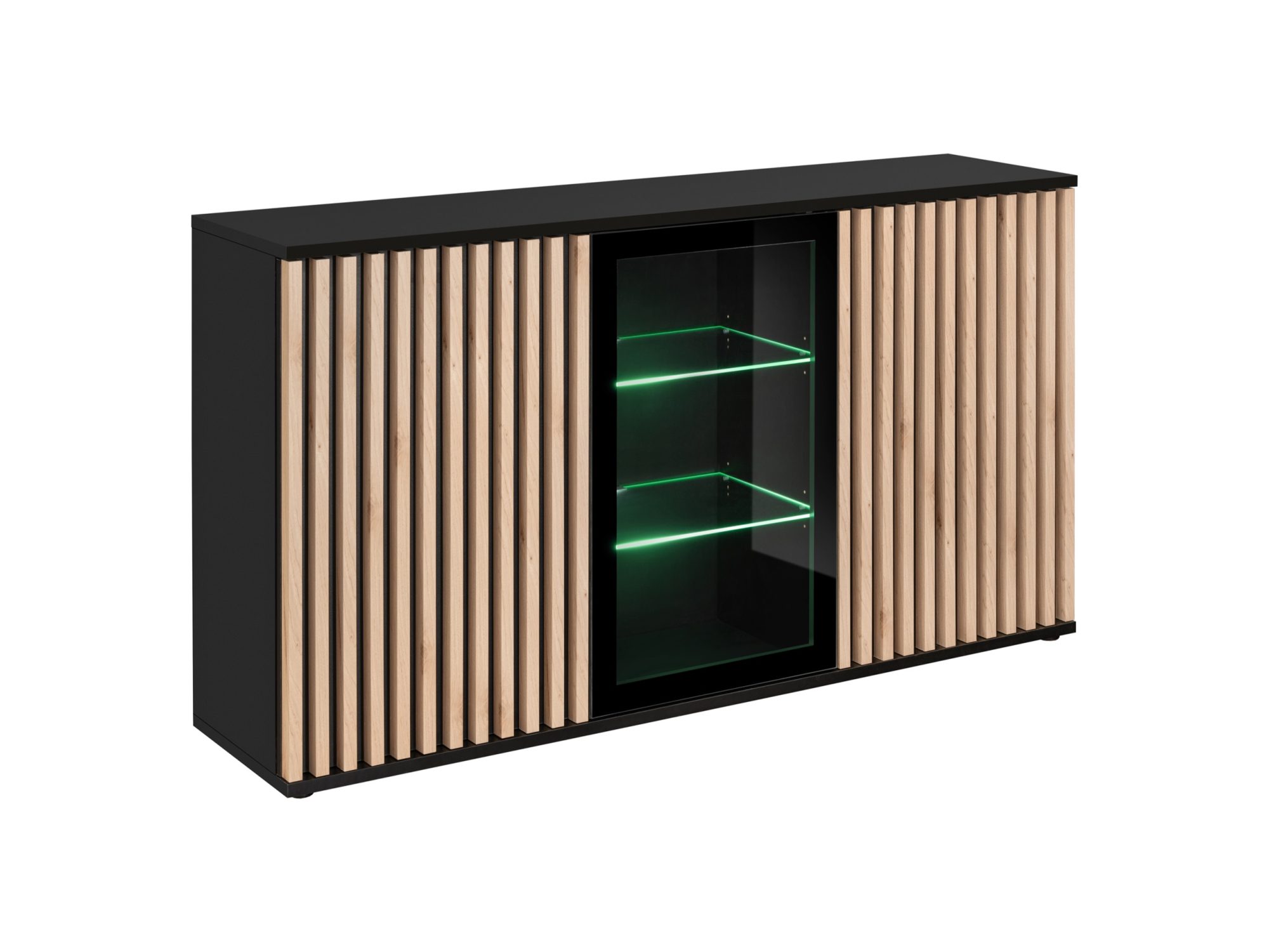 Komoda trzydrzwiowa z LED Raventino 160 cm Hickory Jackson czarny
