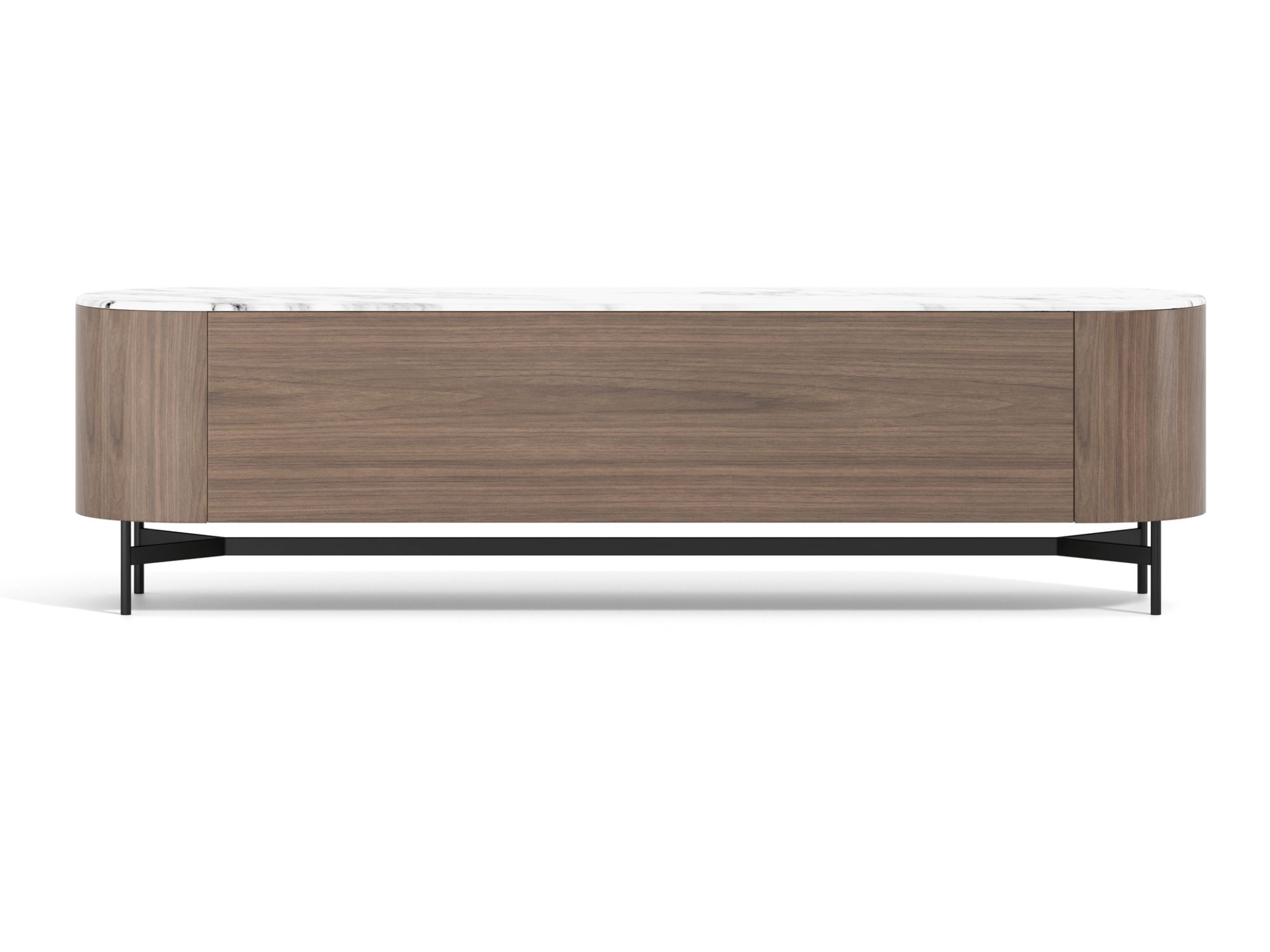 TV-Lowboard Solenne in Nussbaum-Dekor – Rückansicht