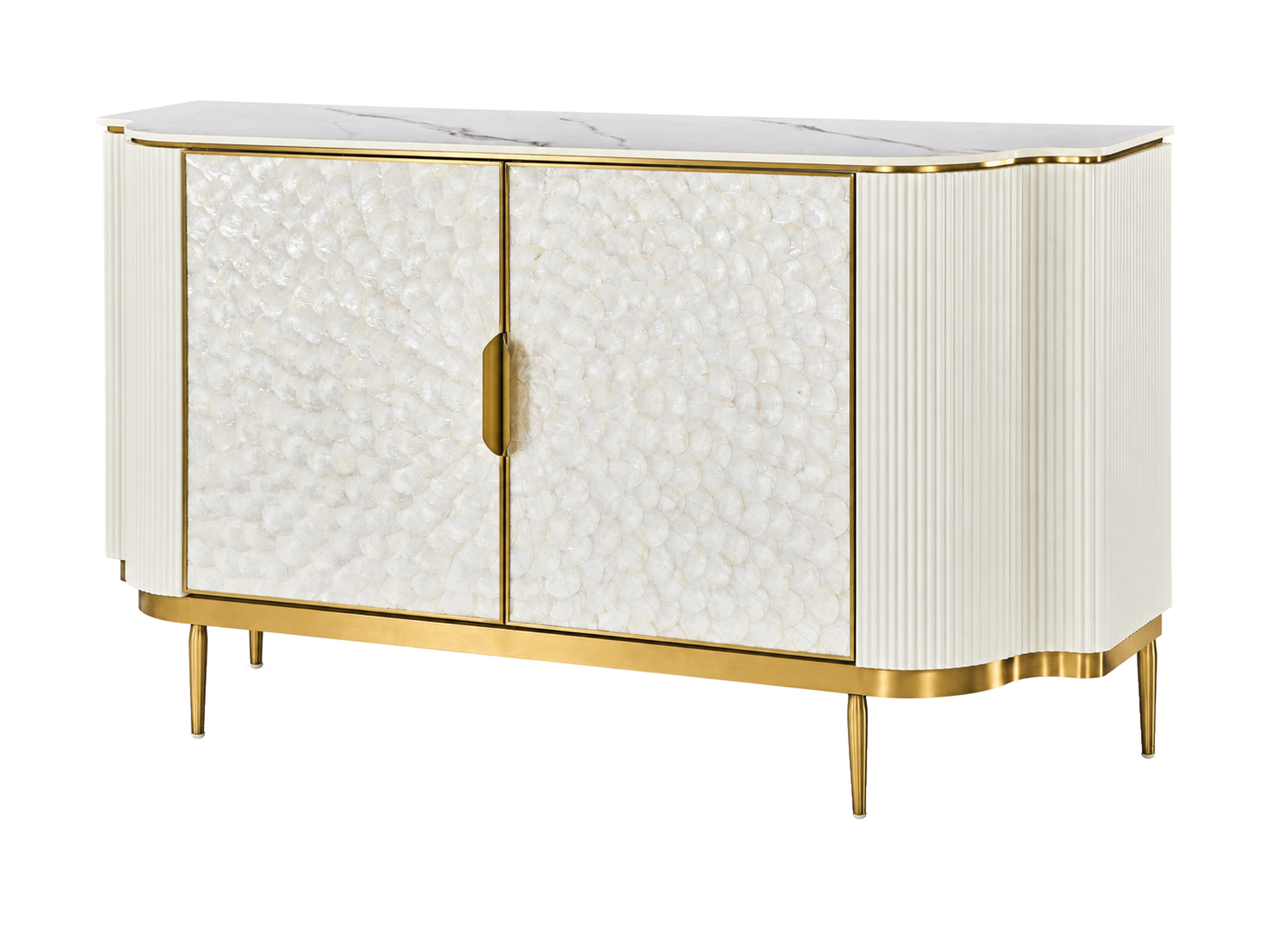Drážkovaná komoda s bílou deskou 150 cm – Eleganza – fotografie 2