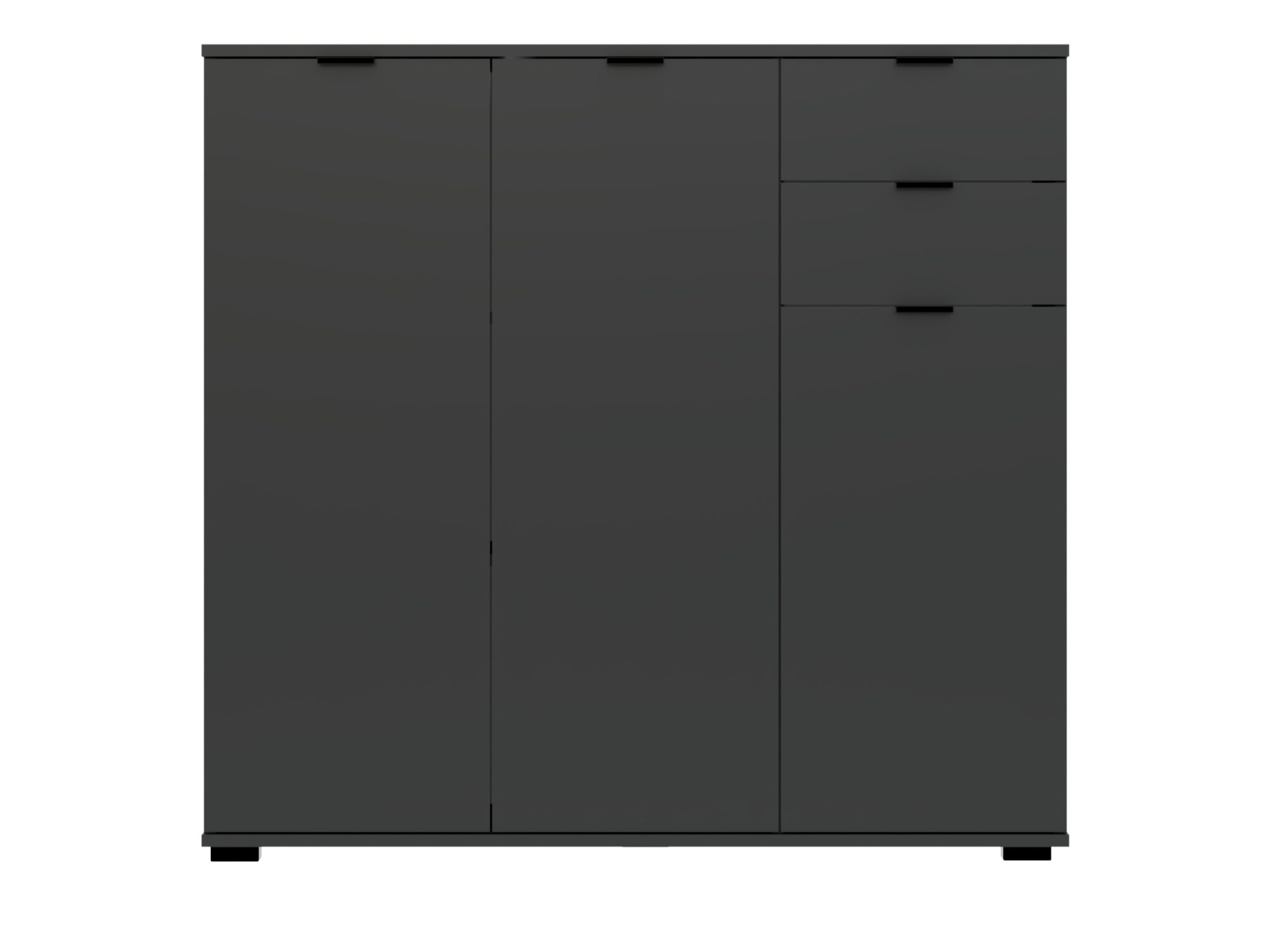Komoda Selmario 107 cm antracyt – trzy drzwi i dwie szuflady