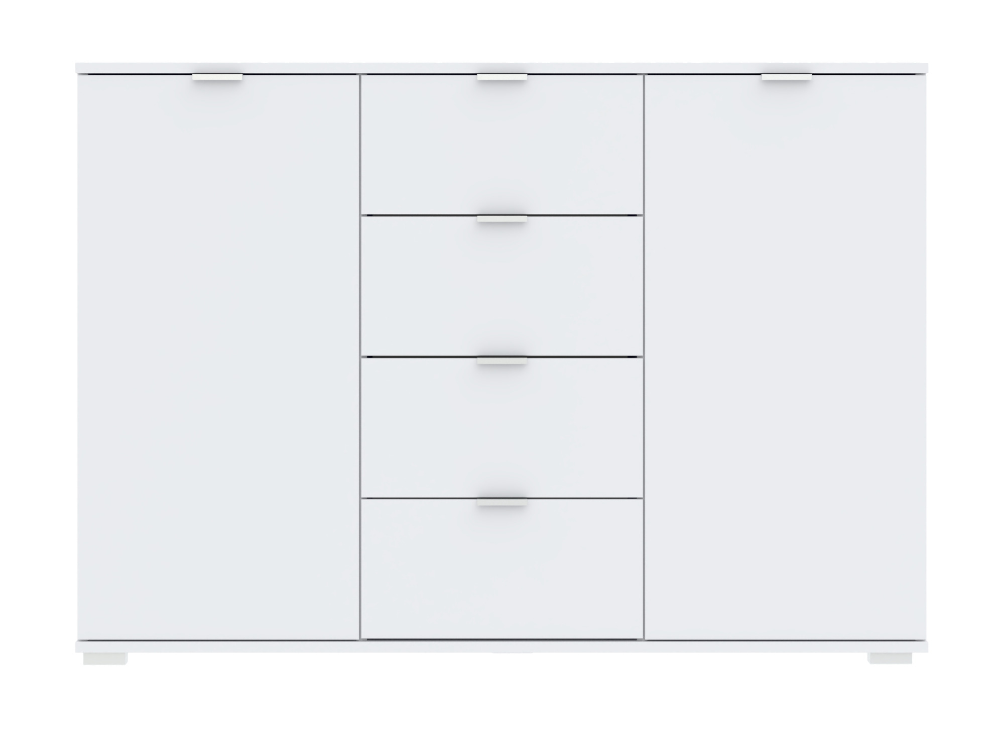 Weiße Kommode Selmario 120 cm mit 2 Türen und 4 Schubladen