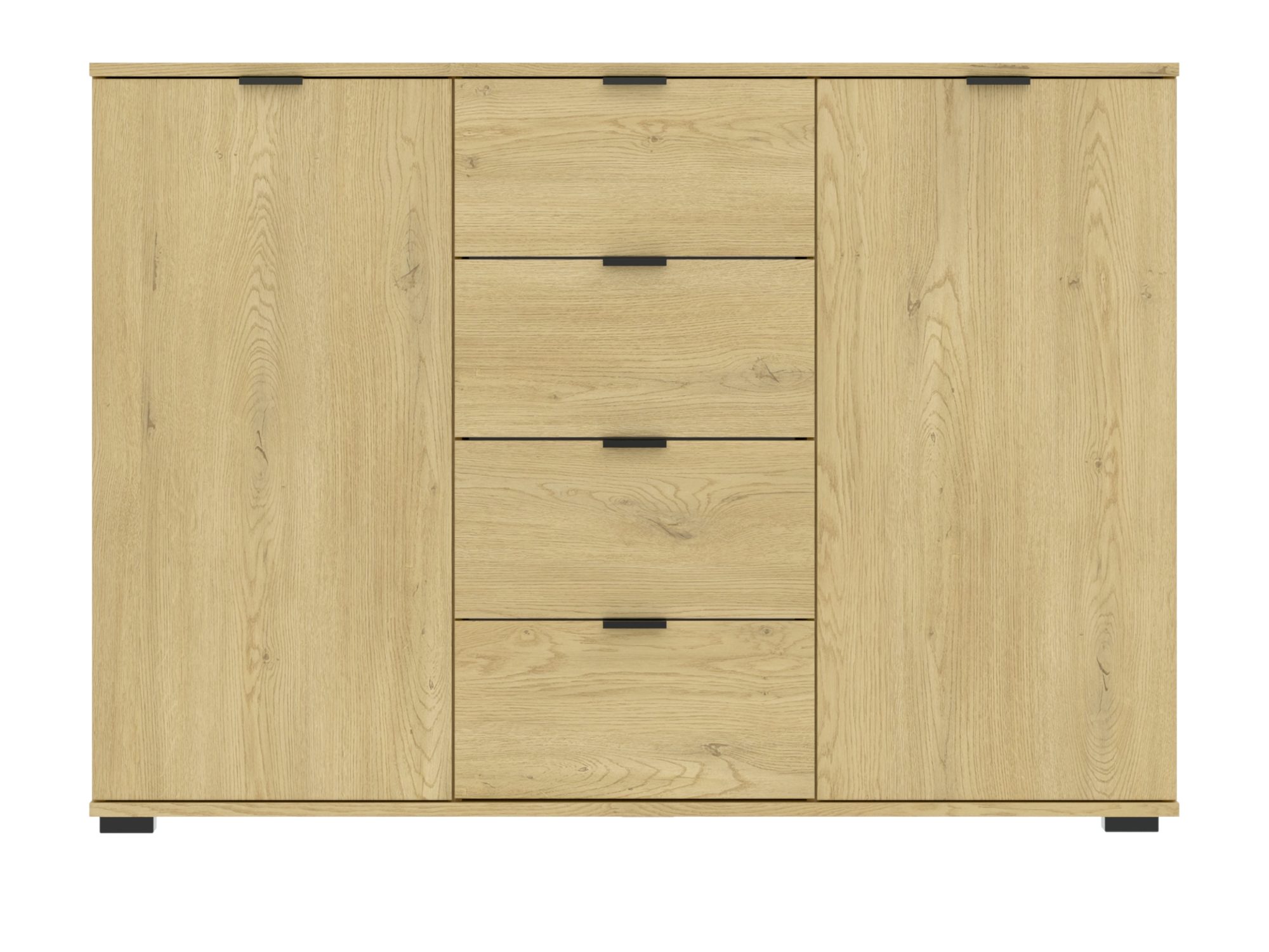 Kommode Selmario 120 cm im Dekor Cremona-Eiche – Türen und Schubladen