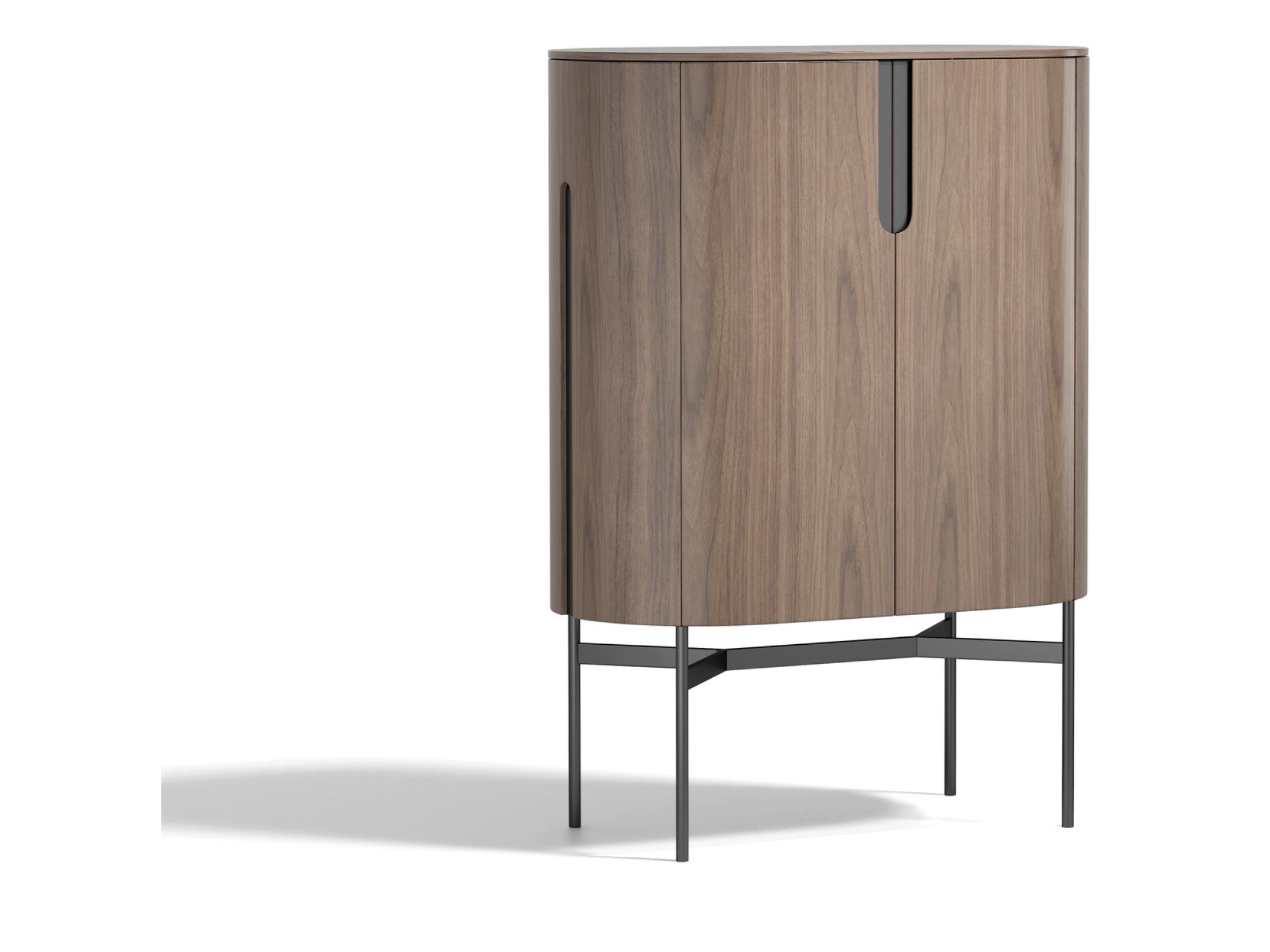 Kommode Solenne mit abgerundeter Seite und schwarzen Details