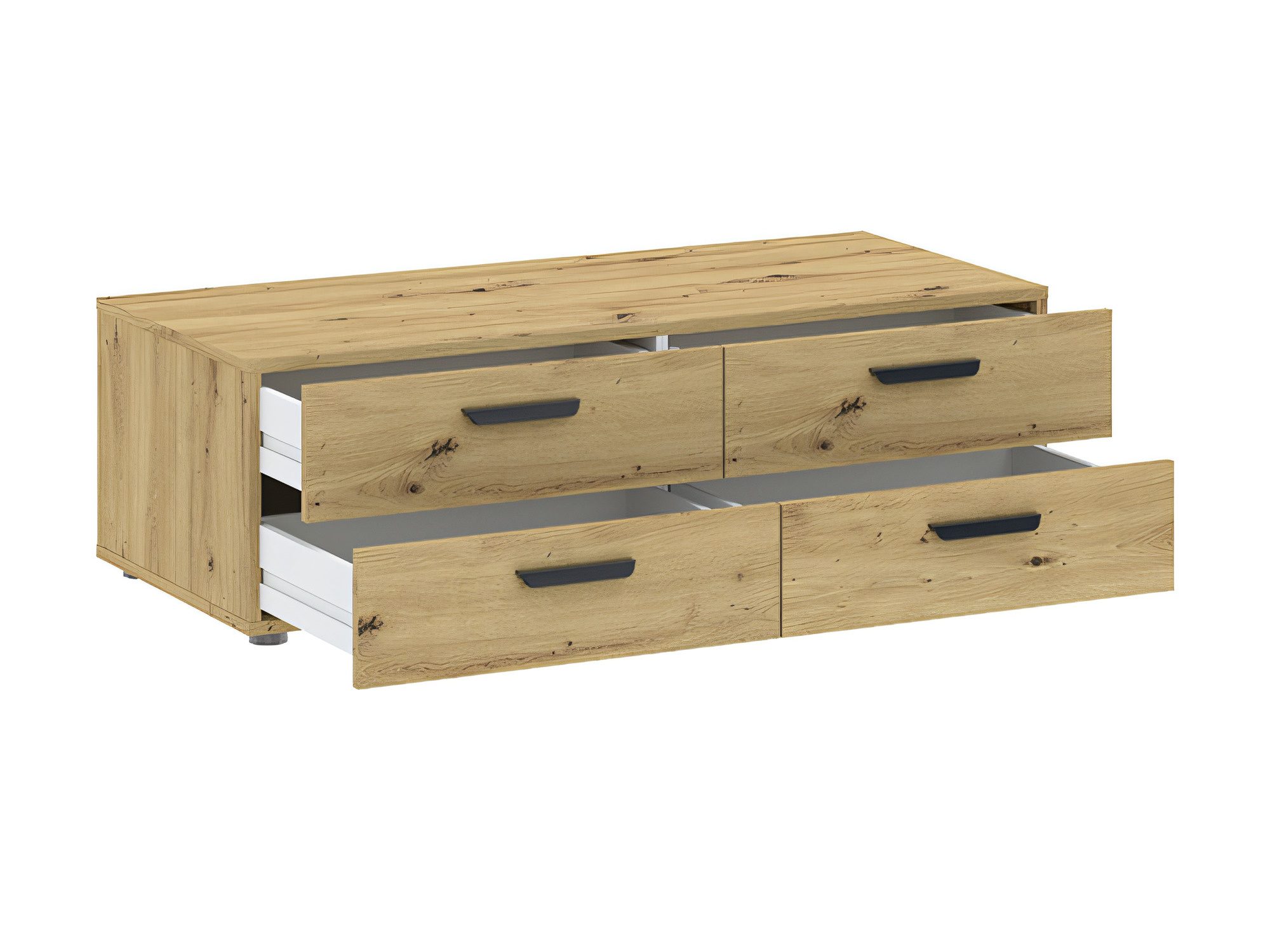 Kommode Veldaro Duo 111 cm in Artisan Eiche mit geöffneten Schubladen