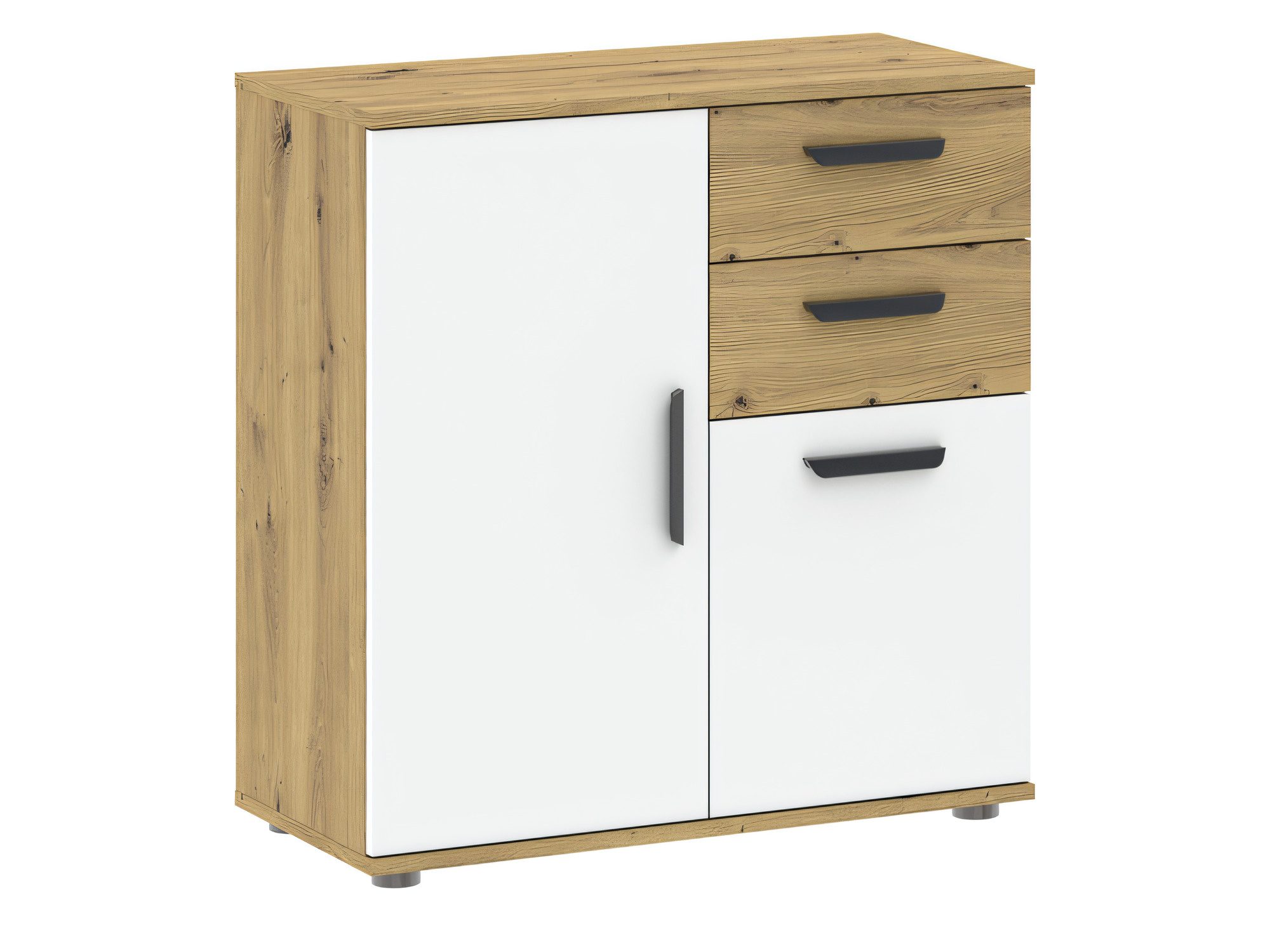 Komoda Veldaro Duo 71 cm dub artisan a bílá