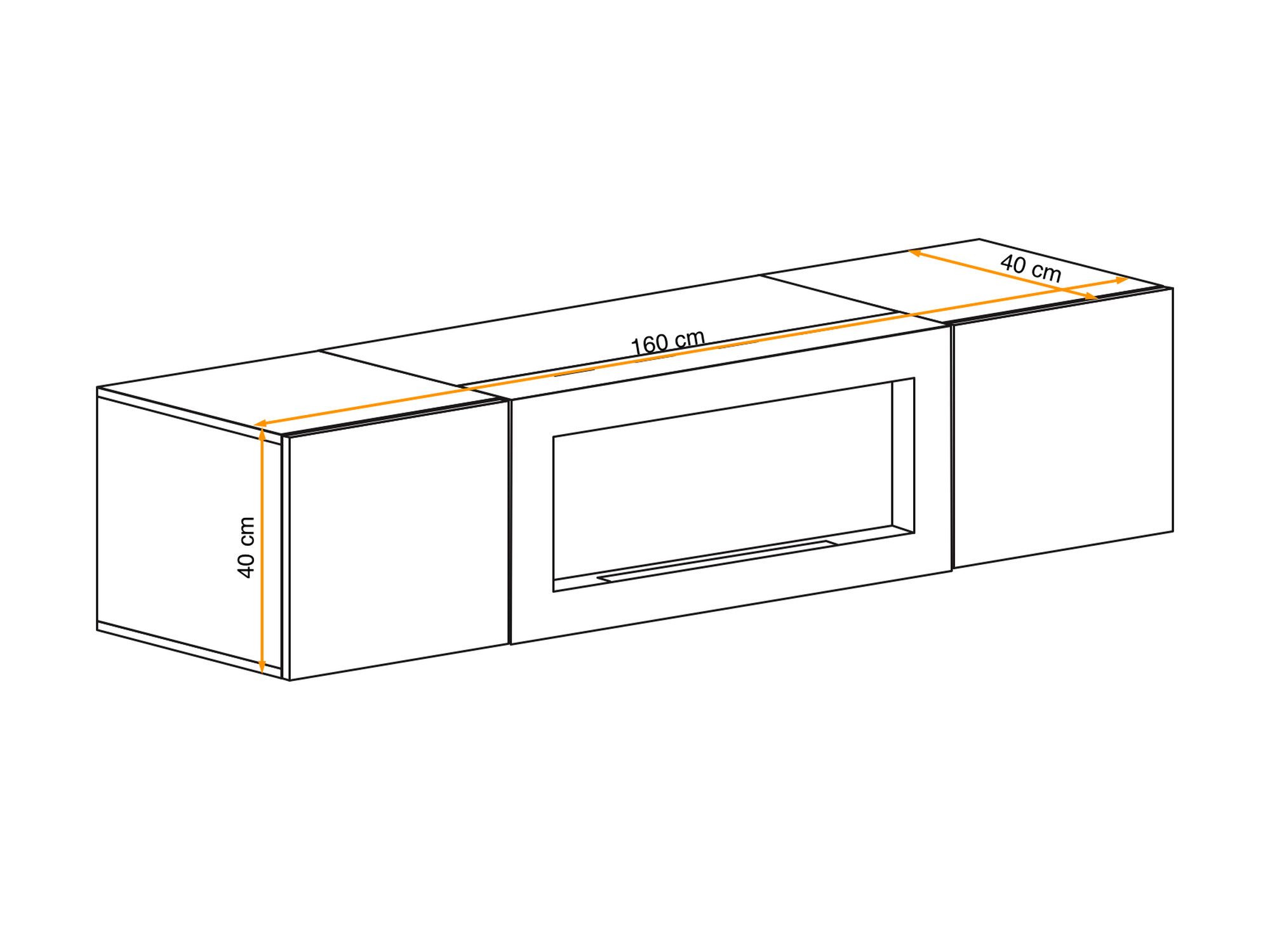 Rozměry závěsné komody Flavero 160 cm s biokrbem