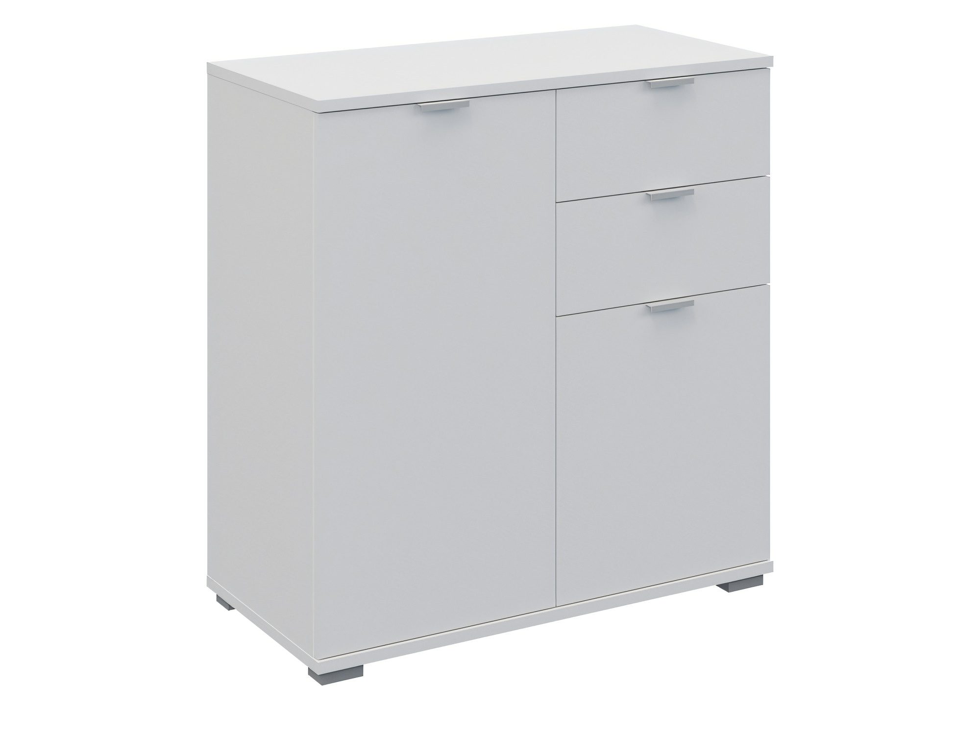 Weiße Kommode mit 2 Türen und 2 Schubladen Elaro 71 cm