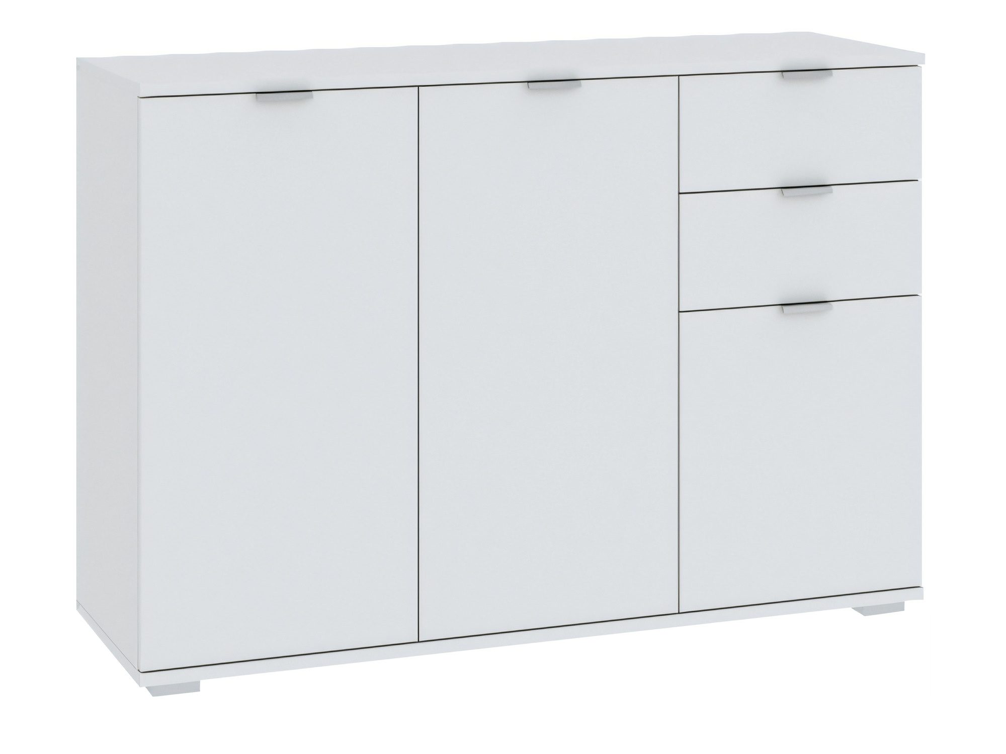 Kommode Elaro 107 cm weiß mit 3 Türen und 2 Schubladen