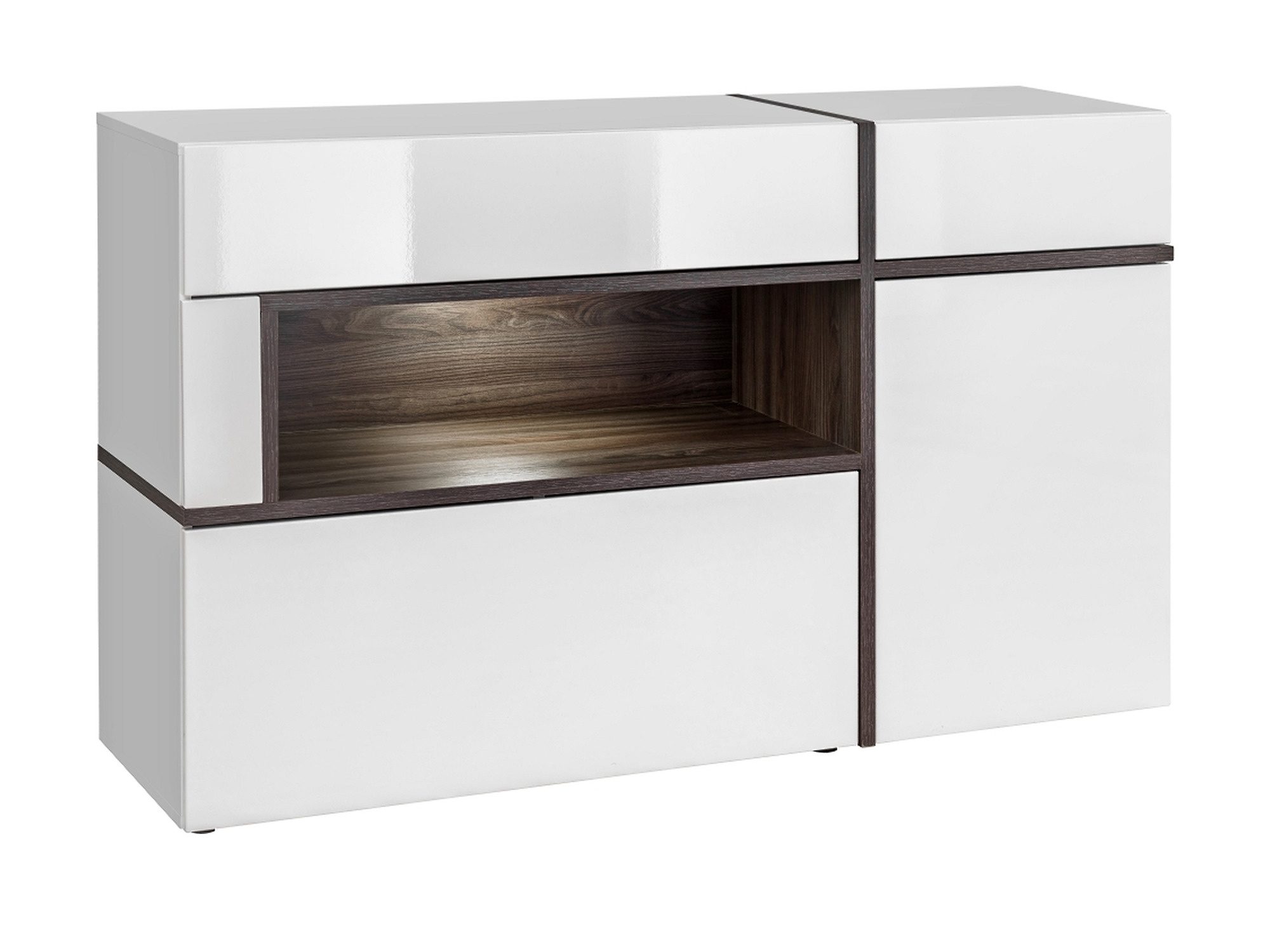 Kommode mit Schubladen und LED Cresto 150 cm vor weißem Hintergrund
