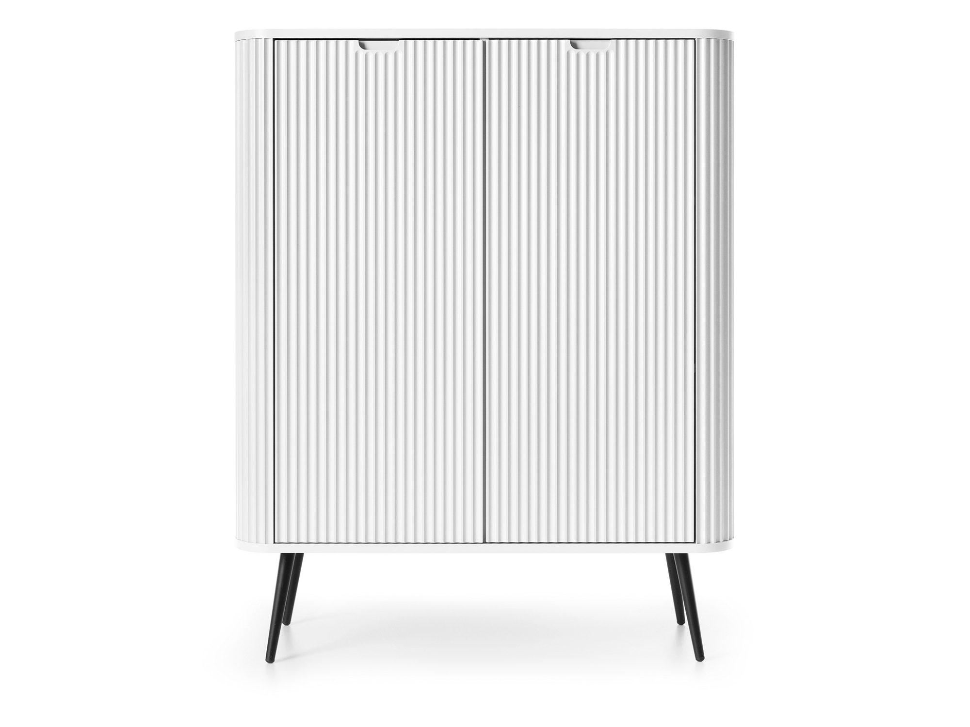 Kommode Zefiro 129 cm in Weiß mit schwarzen Beinen – Frontansicht