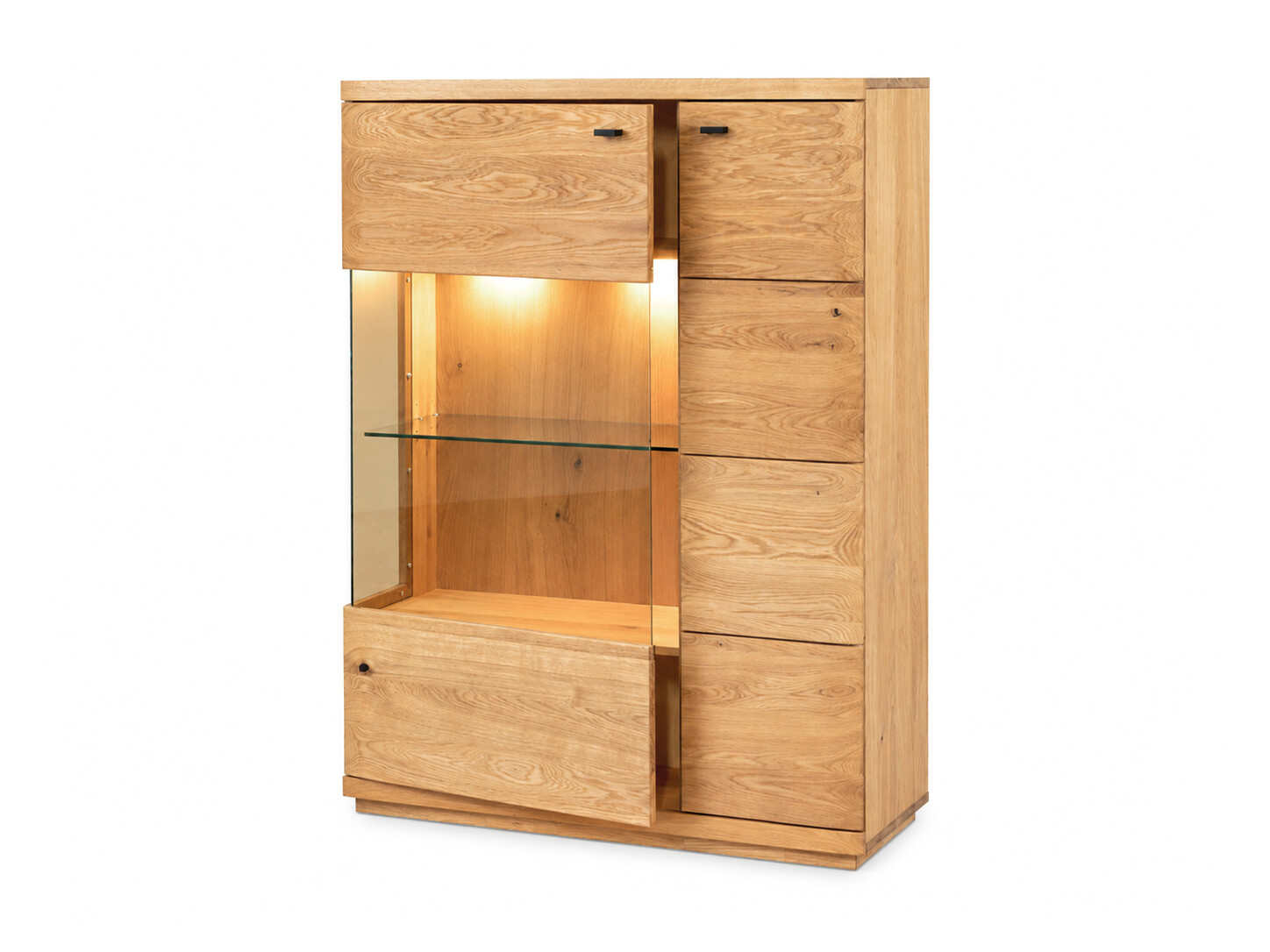 Highboard Corvena 99 cm mit Glasvitrine – Schrägansicht