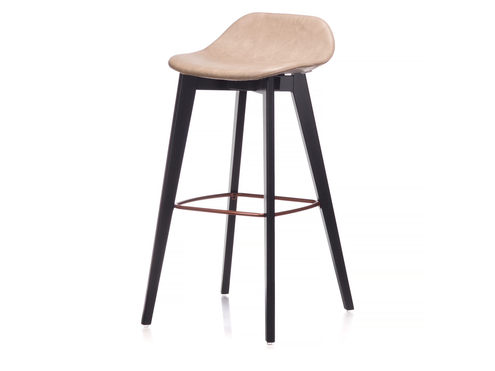 Gepolsterter Barhocker mit Rückenlehne Holzbeine 80 cm AMELIA