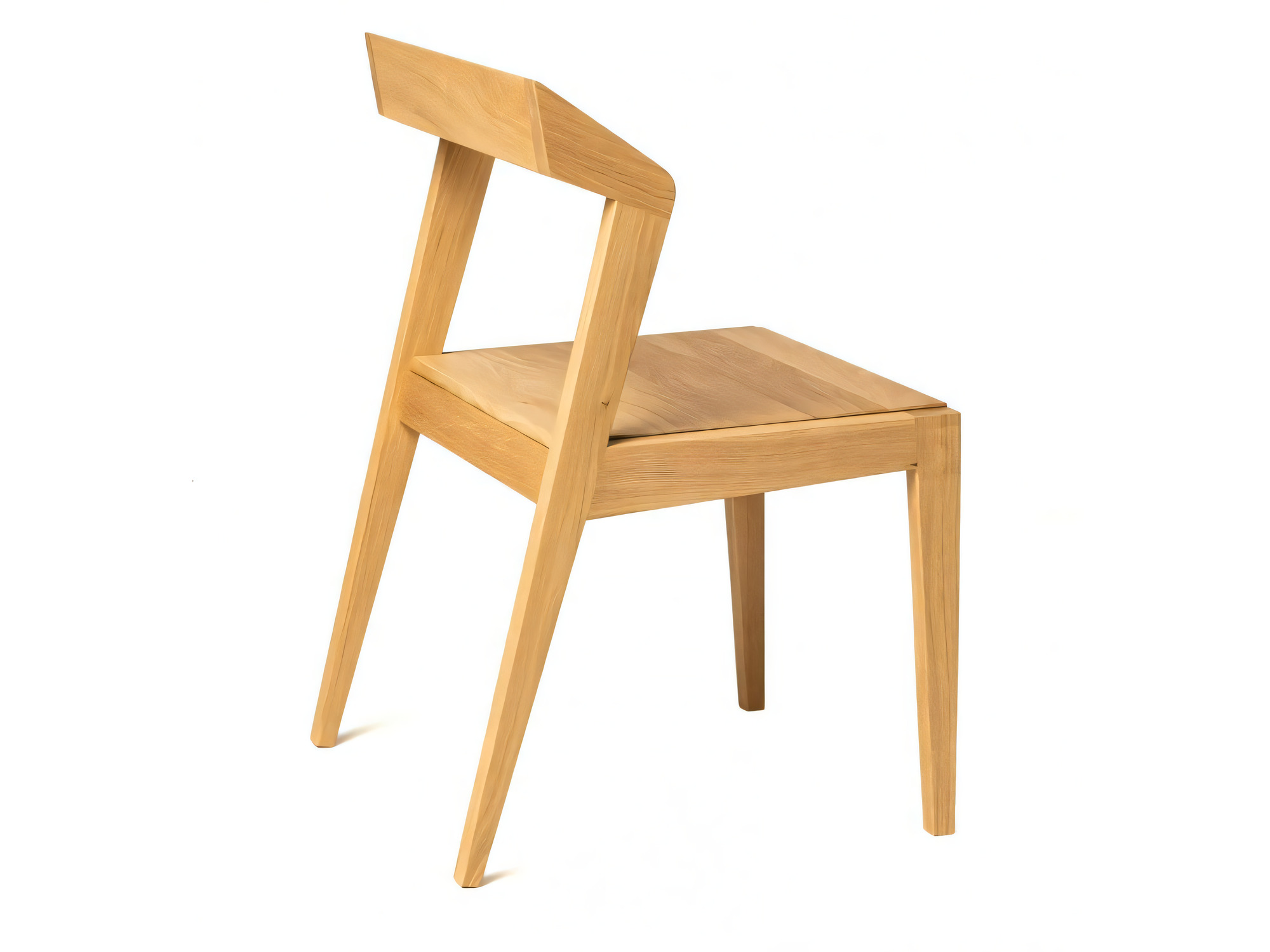 Stuhl Rovenis aus massiver Eiche mit Holzsitz, Eiche natur, Seitenansicht