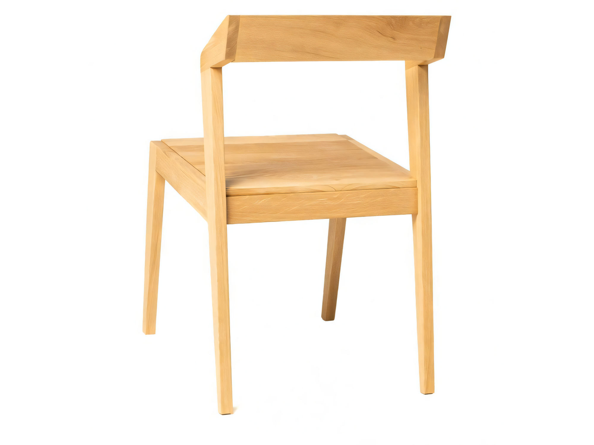 Stuhl Rovenis aus massiver Eiche mit Holzsitz, Eiche natur, Rückansicht