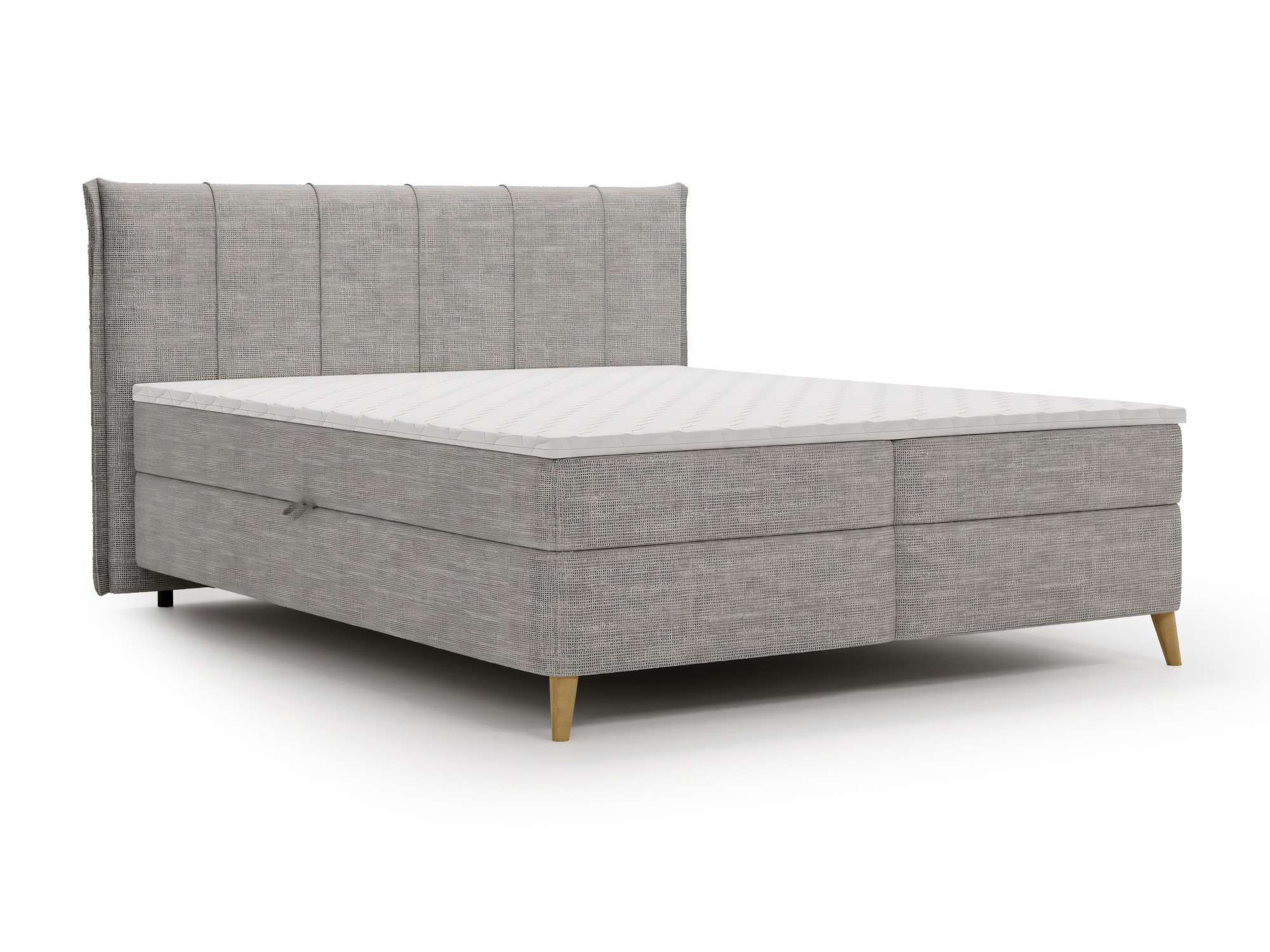 Bett Velvira mit Matratze und Topper in Dreiviertelansicht